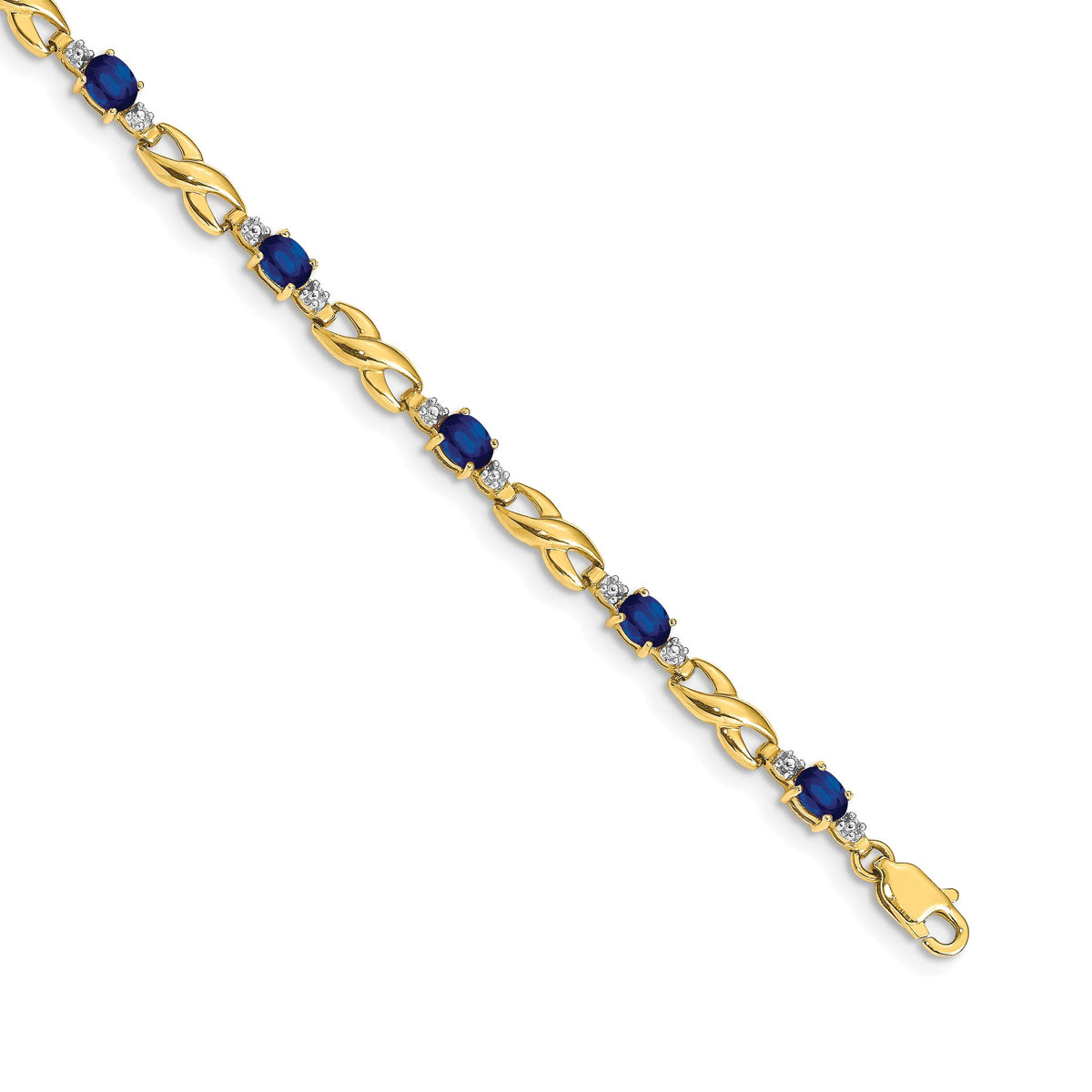 Infinity Link Oval Blue Diamond & Sapphire Bracelet in 14K Yellow Gold (0.01 ct. tw.), 7.2 Inch - Sophia Jewelers Main image