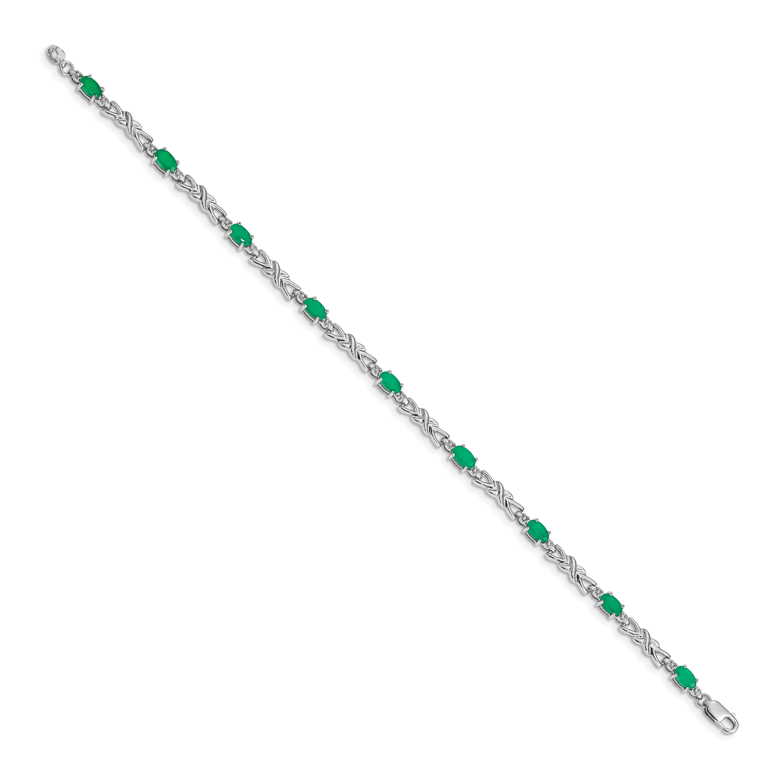 14k White Gold Diamond and Emerald Bracelet Secondary image