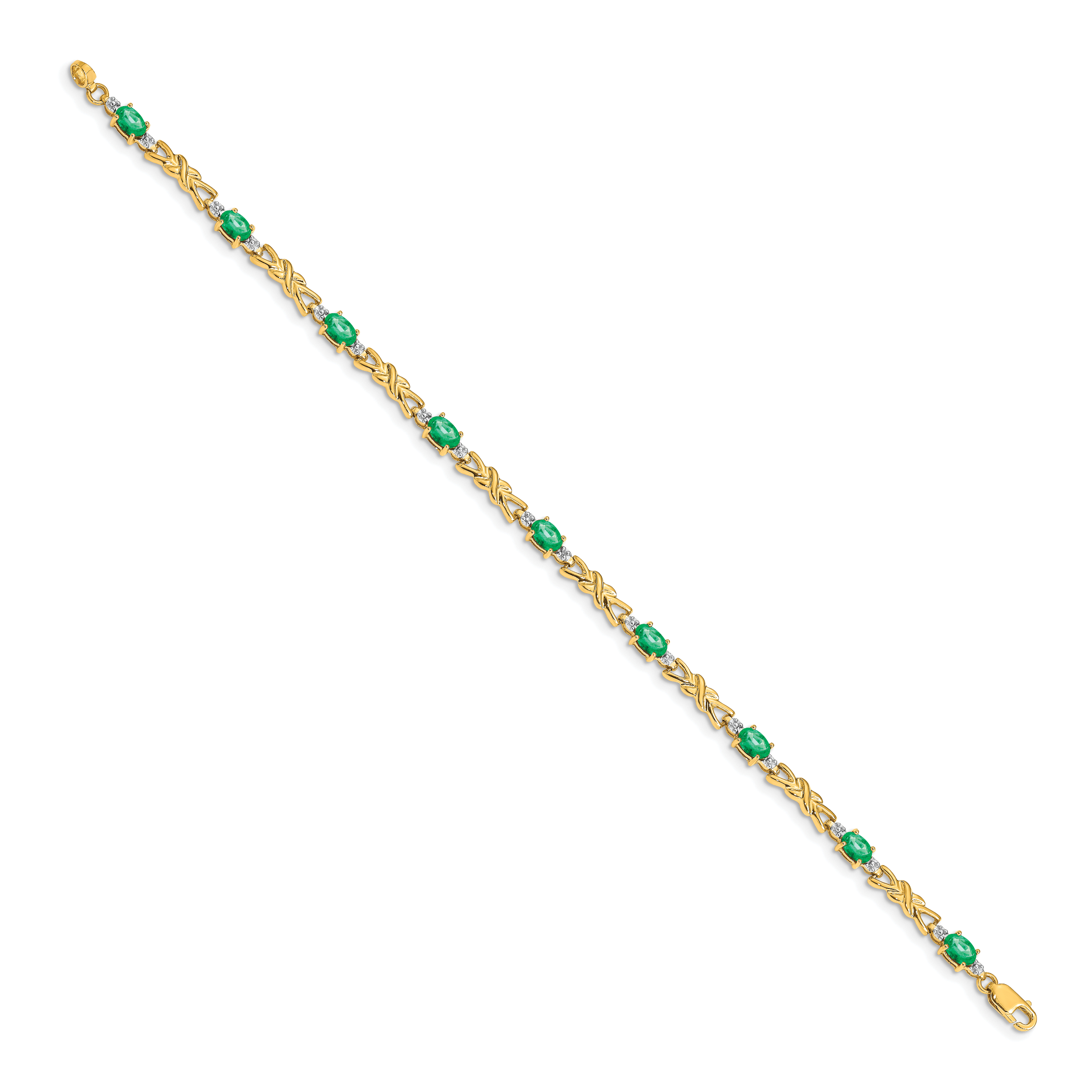 14k Diamond and Oval Emerald Bracelet Secondary image