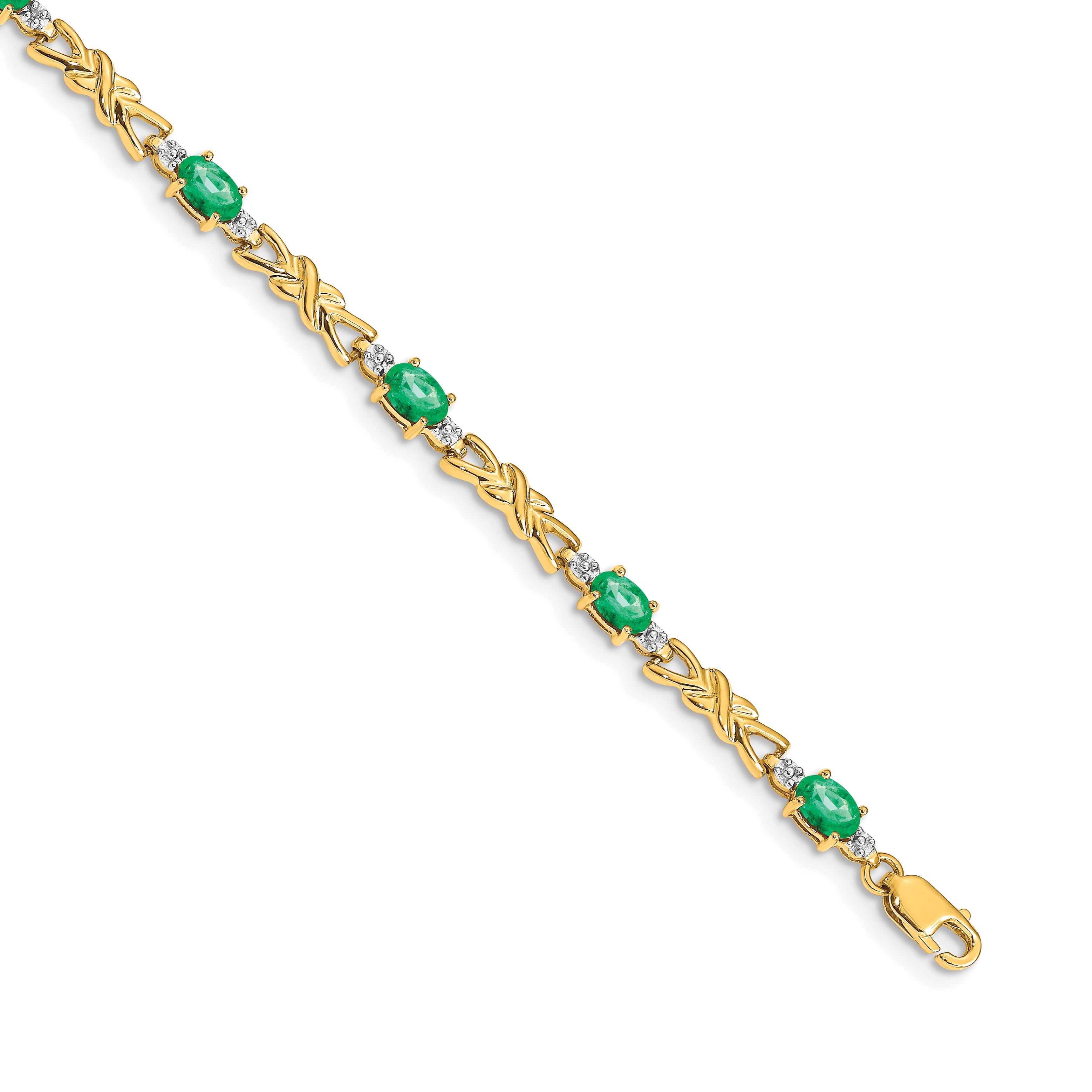 14k Diamond and Oval Emerald Bracelet Main image