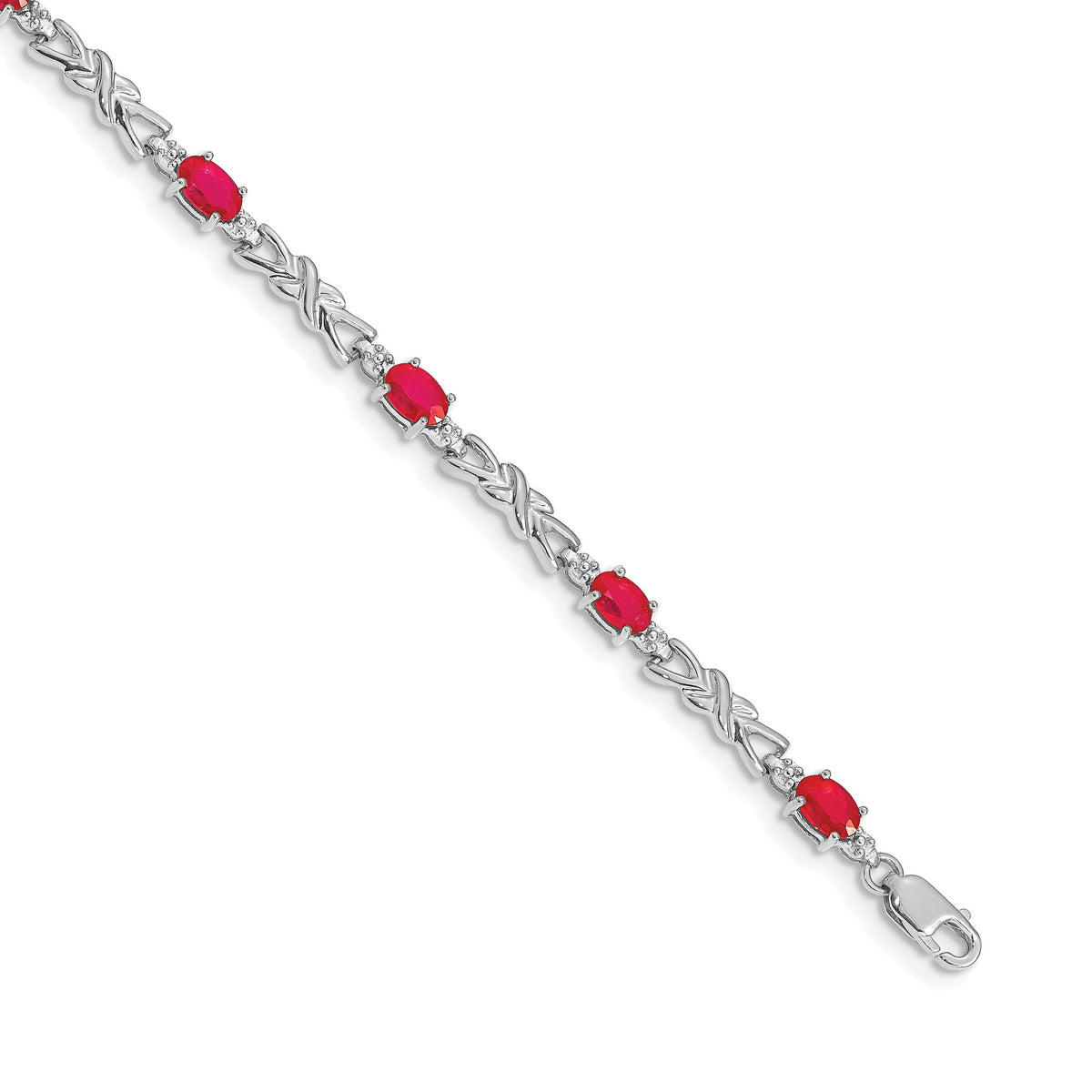 X-Design Diamond & Ruby Bracelet in 14K White Gold, 4mm (0.01 ct. tw.), 7.2 Inch - Sophia Jewelers Main image