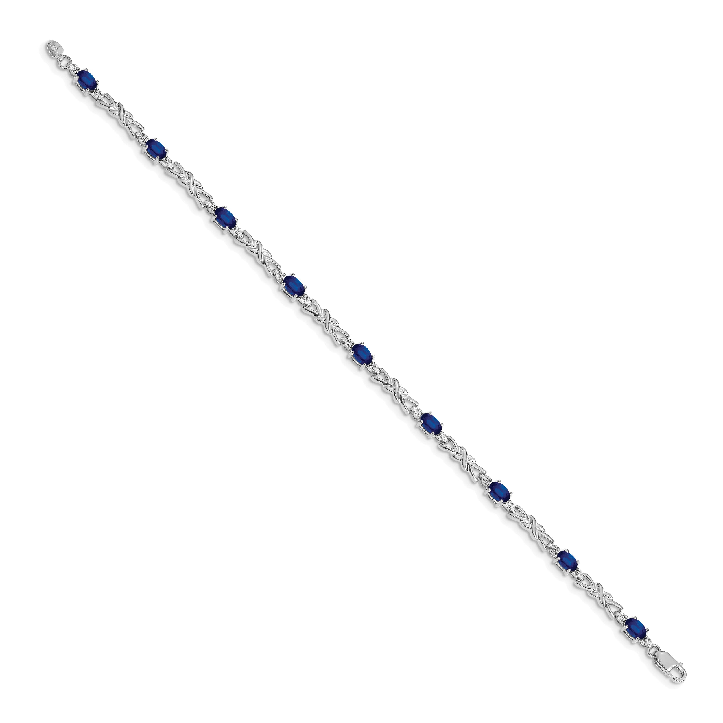 14k White Gold Diamond and Sapphire Bracelet
