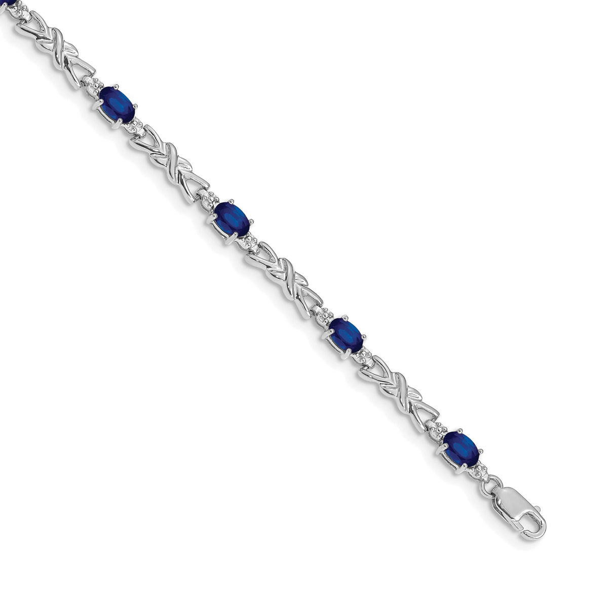 X-Design Blue Diamond & Sapphire Bracelet in 14K White Gold (0.01 ct. tw.), 7.2 Inch - Sophia Jewelers Main image