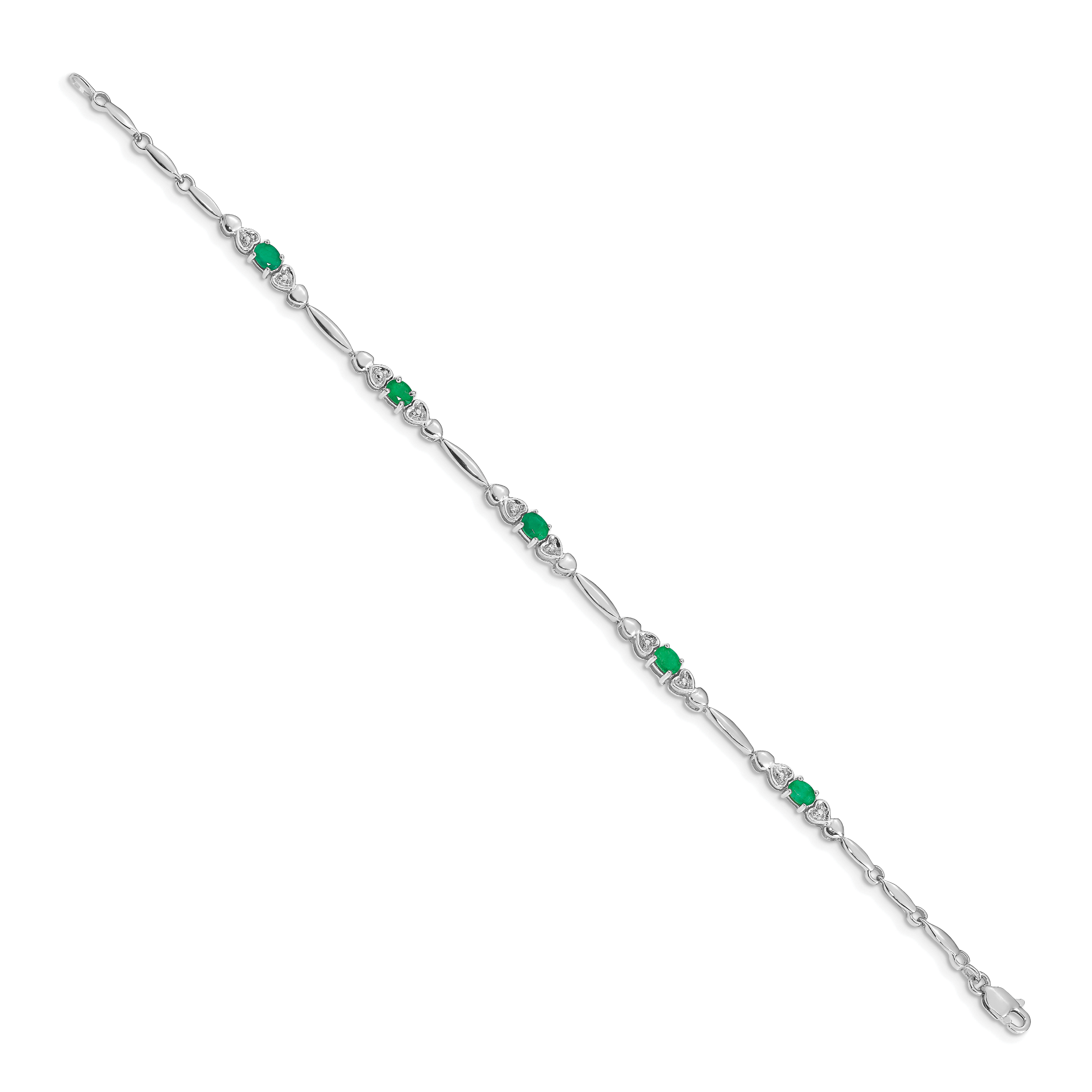 14k White Gold Diamond and Emerald Bracelet Secondary image