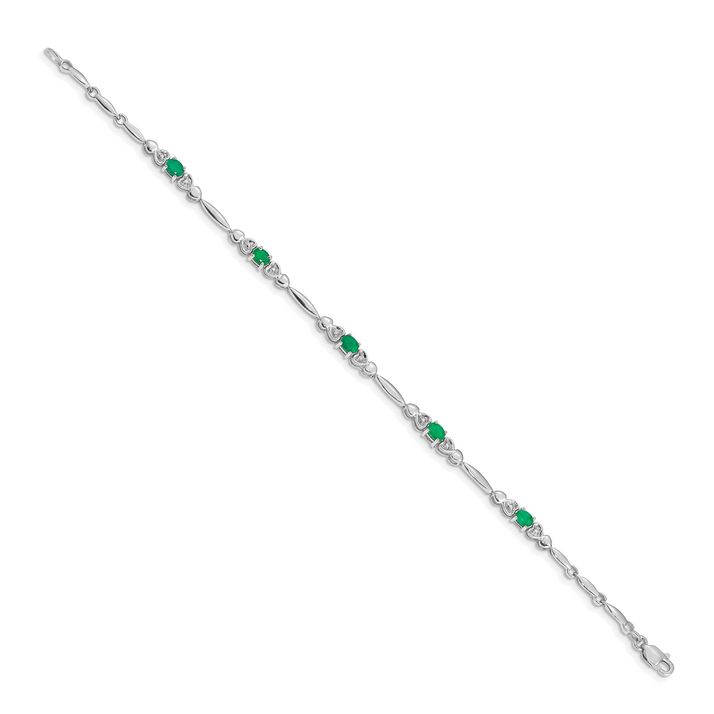 14k White Gold Diamond and Emerald Bracelet