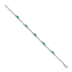 14k White Gold Diamond and Emerald Bracelet