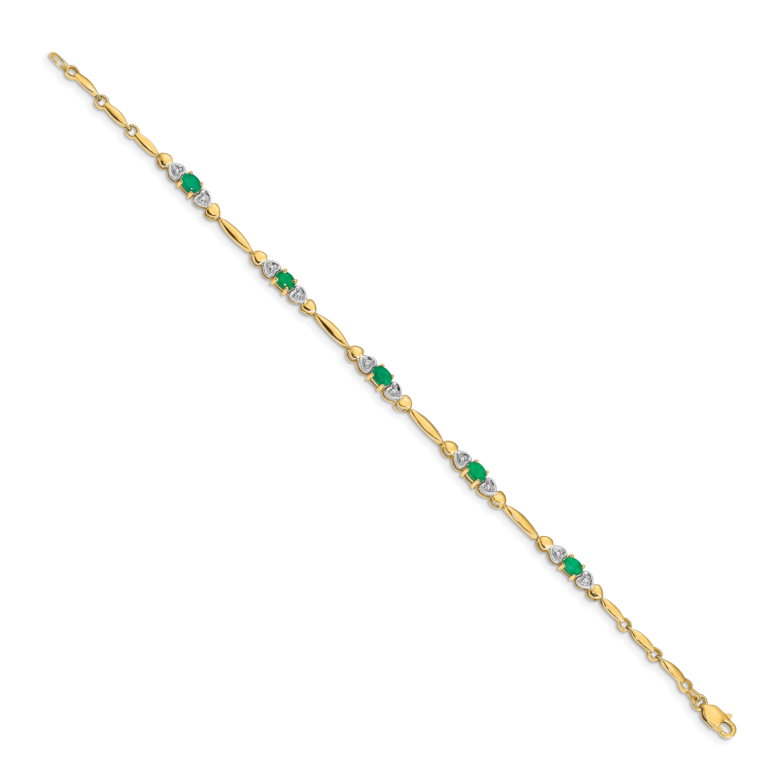 14k Diamond and Emerald Bracelet Secondary image