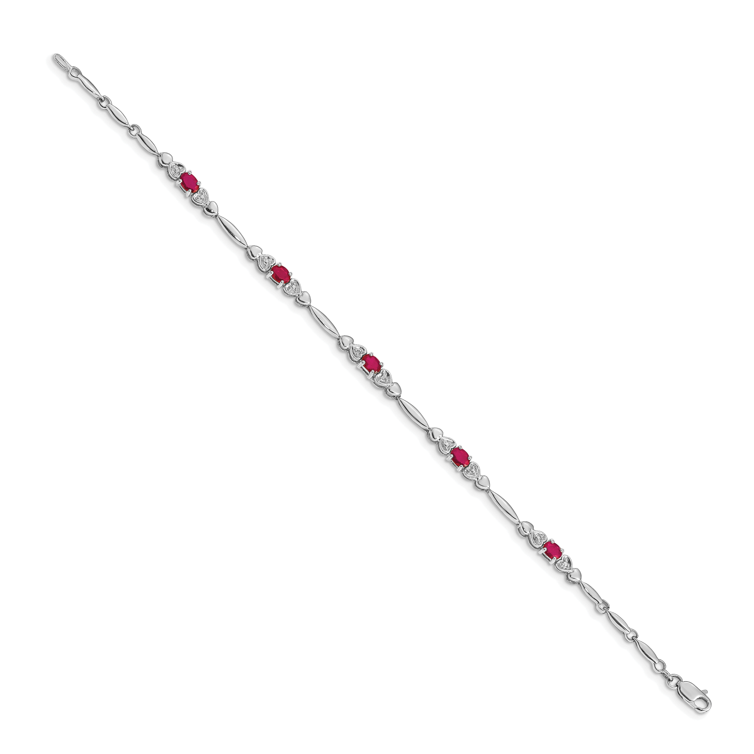 14k White Gold Diamond and Ruby Bracelet Secondary image