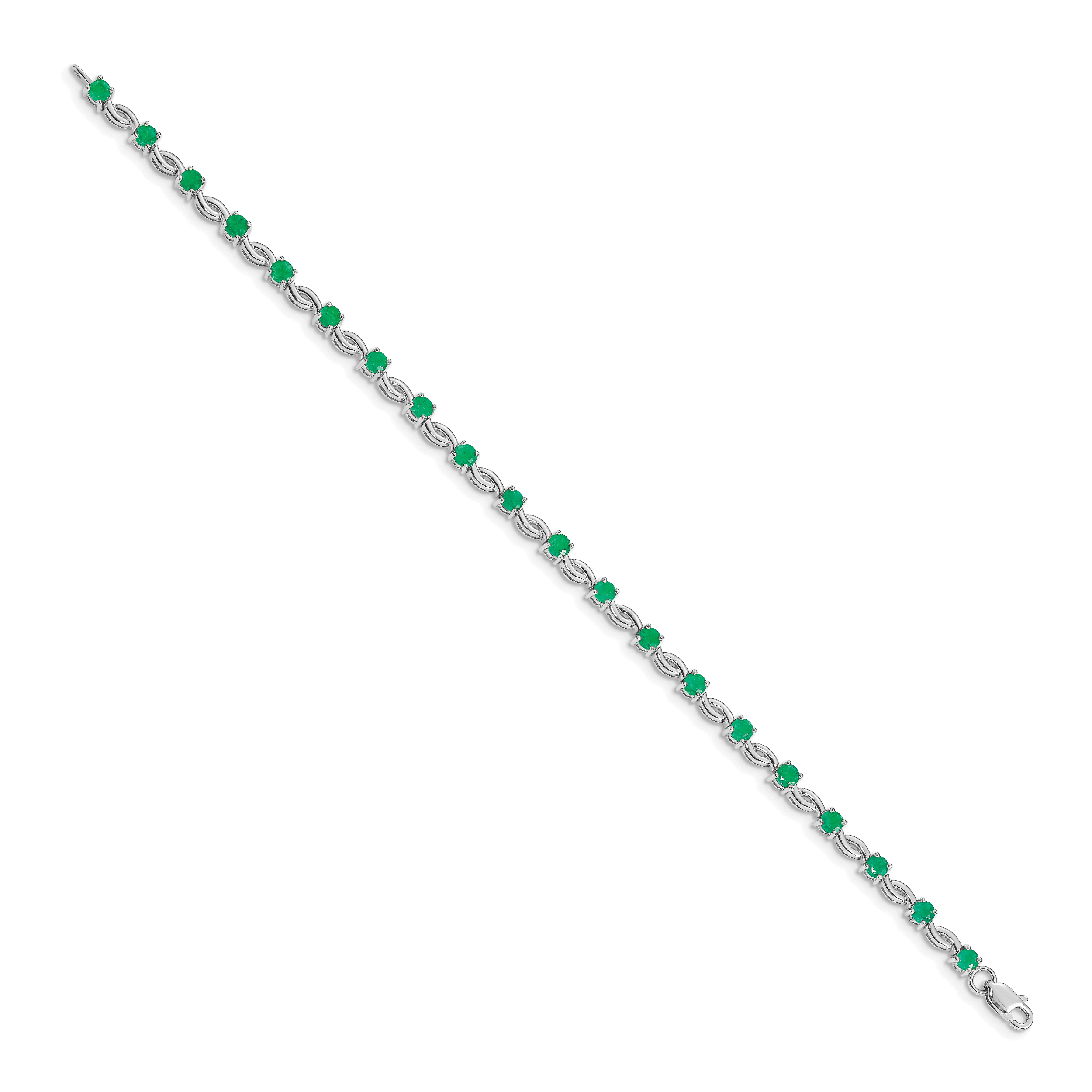 14k White Gold Emerald Gemstone Bracelet Secondary image