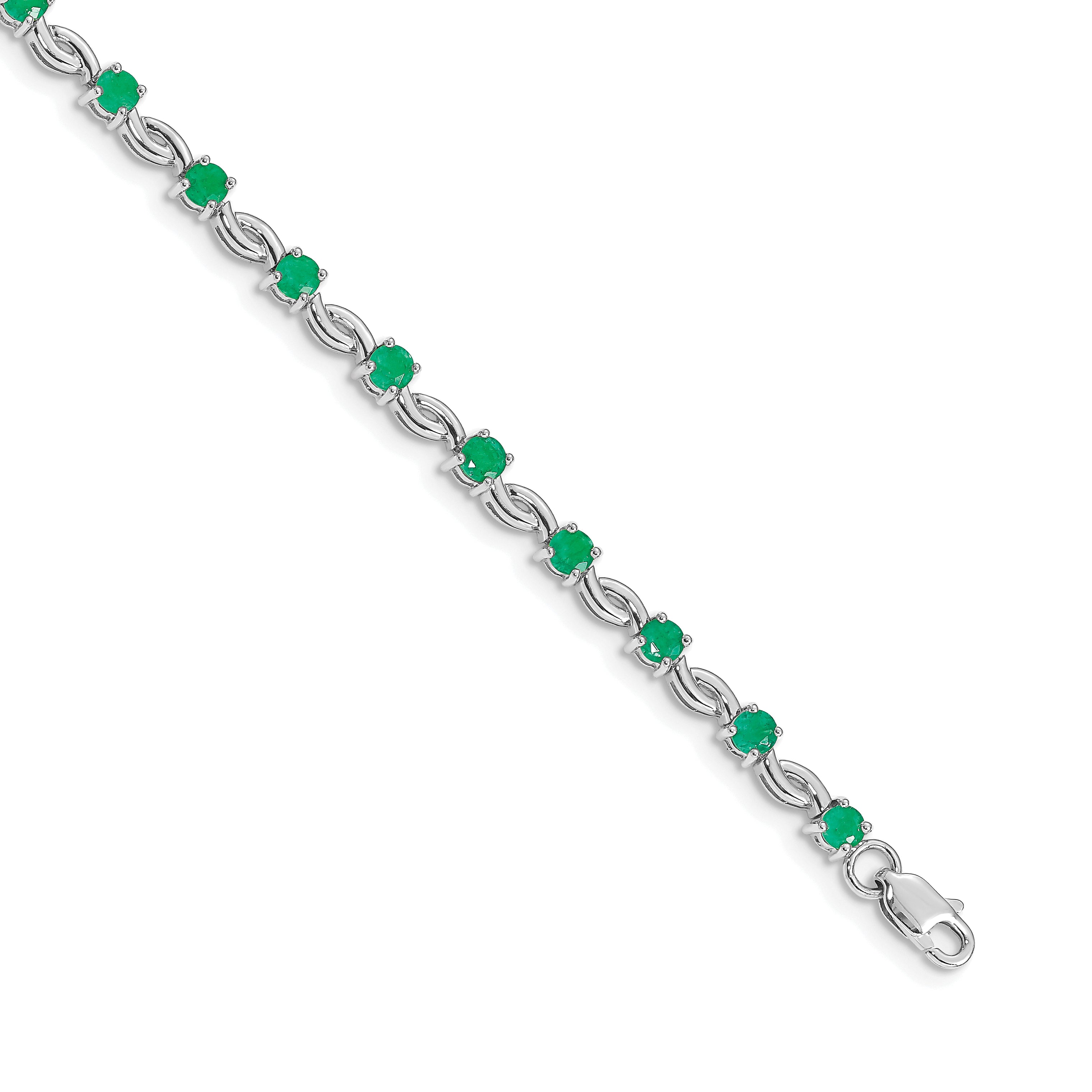 14k White Gold Emerald Gemstone Bracelet Main image