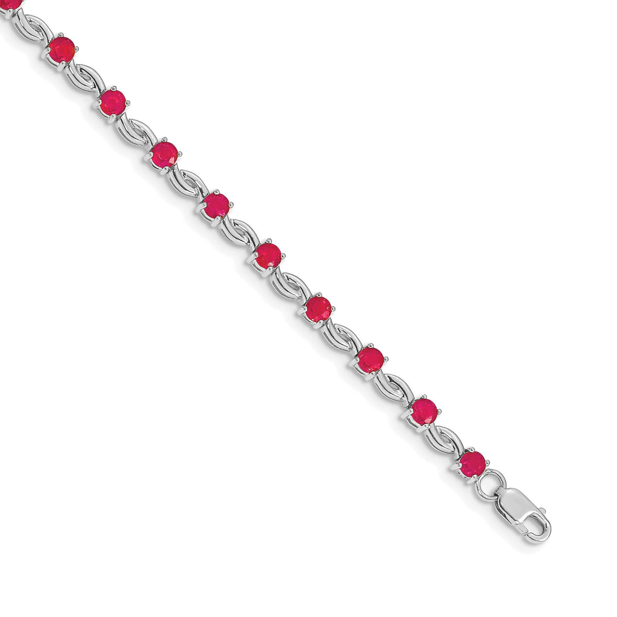 Ruby Bracelet in 14K White Gold, 4mm, 7 Inch - Sophia Jewelers Main image