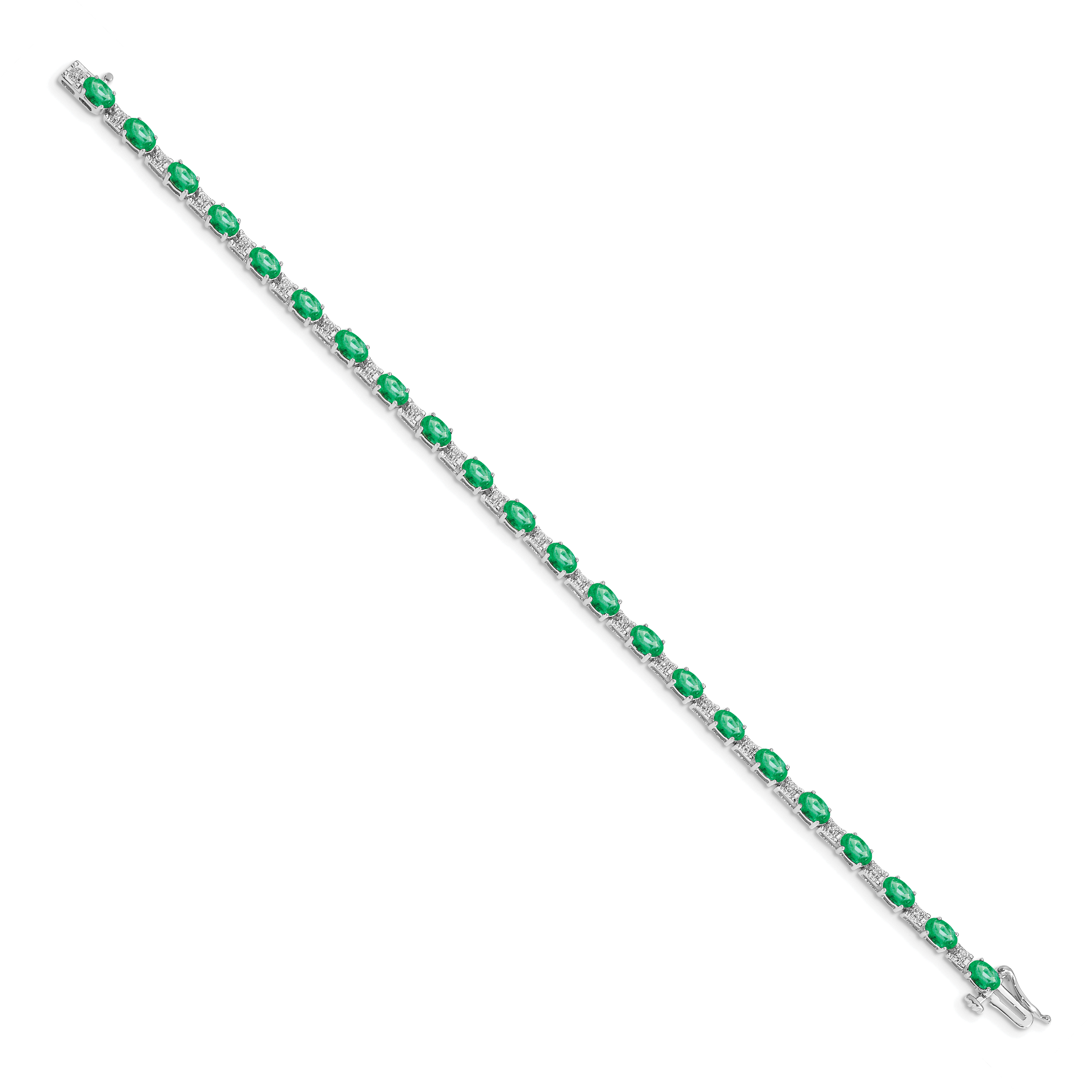 14k White Gold Diamond and Emerald Bracelet Secondary image