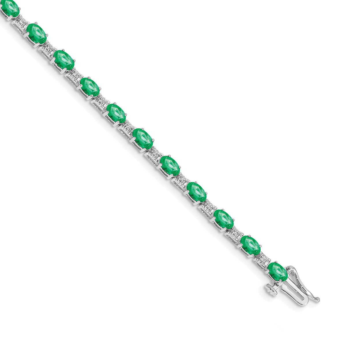Diamond & Emerald Bracelet in 14K White Gold, 4mm (0.09 ct. tw.), 7 Inch - Sophia Jewelers Main image
