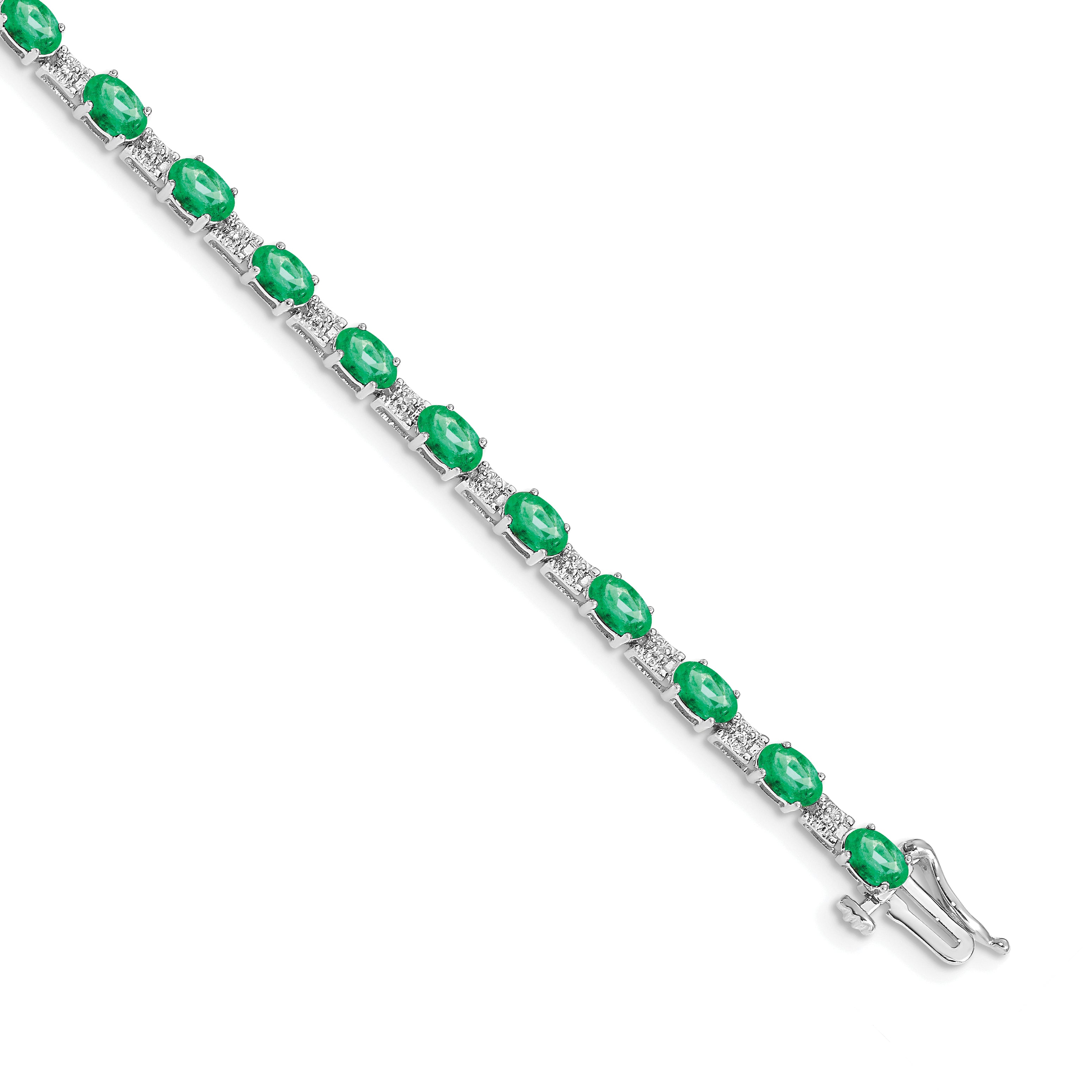 14k White Gold Diamond and Emerald Bracelet Main image