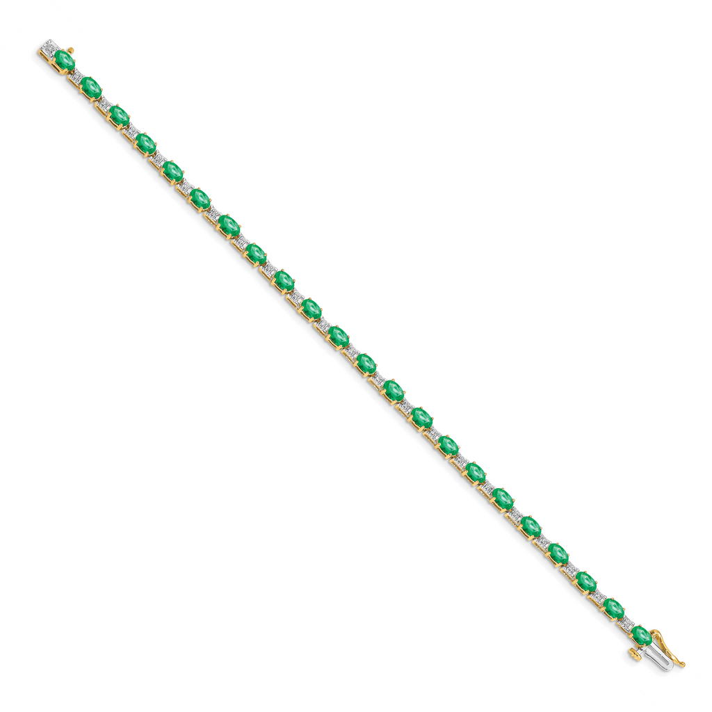 14k Diamond and Emerald Bracelet