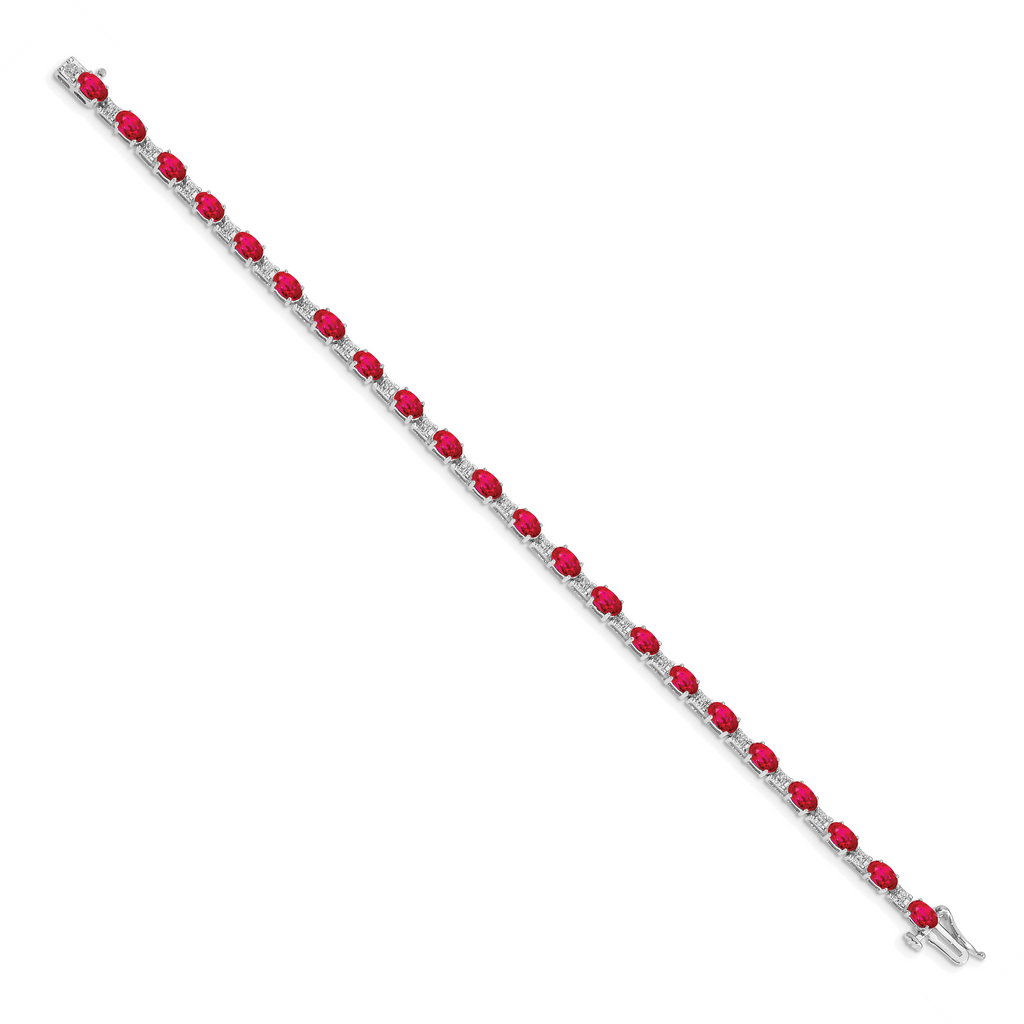 14k White Gold Diamond and Ruby Bracelet