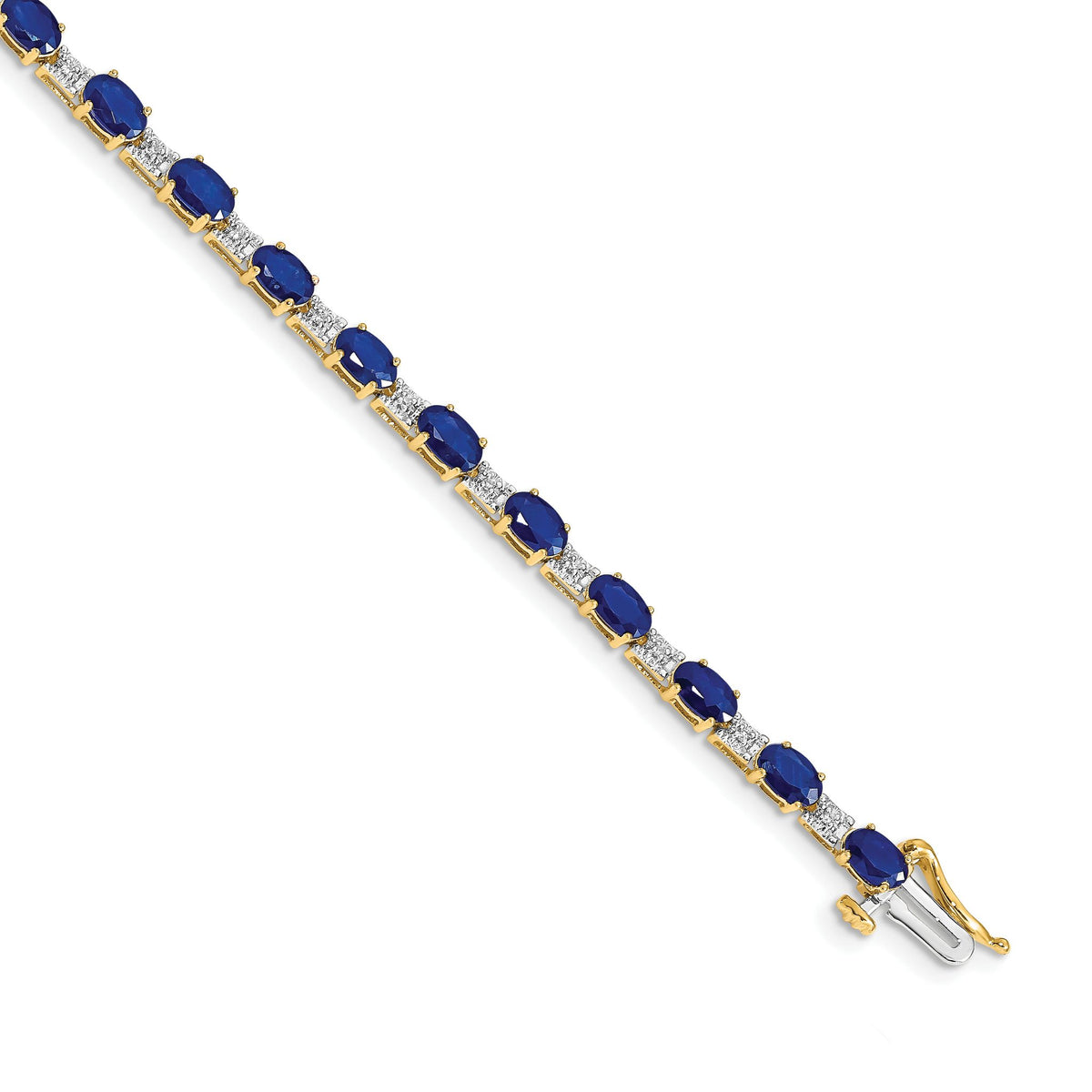 Diamond & Sapphire Bracelet in 14K Yellow Gold, 4mm (0.09 ct. tw.), 7 Inch - Sophia Jewelers Main image