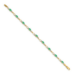 14k Open-Link Diamond/Emerald Bracelet