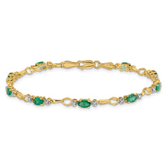14k Open-Link Diamond/Emerald Bracelet