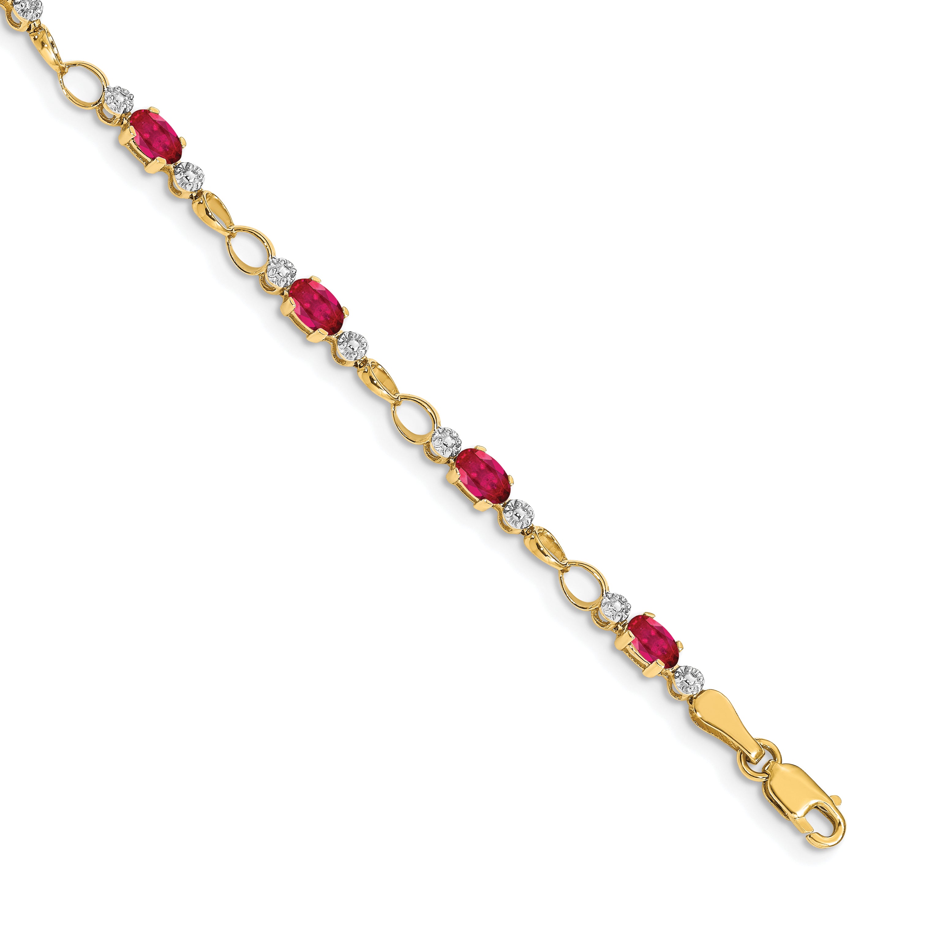 14k Completed Open-Link Diamond/Ruby Bracelet Main image