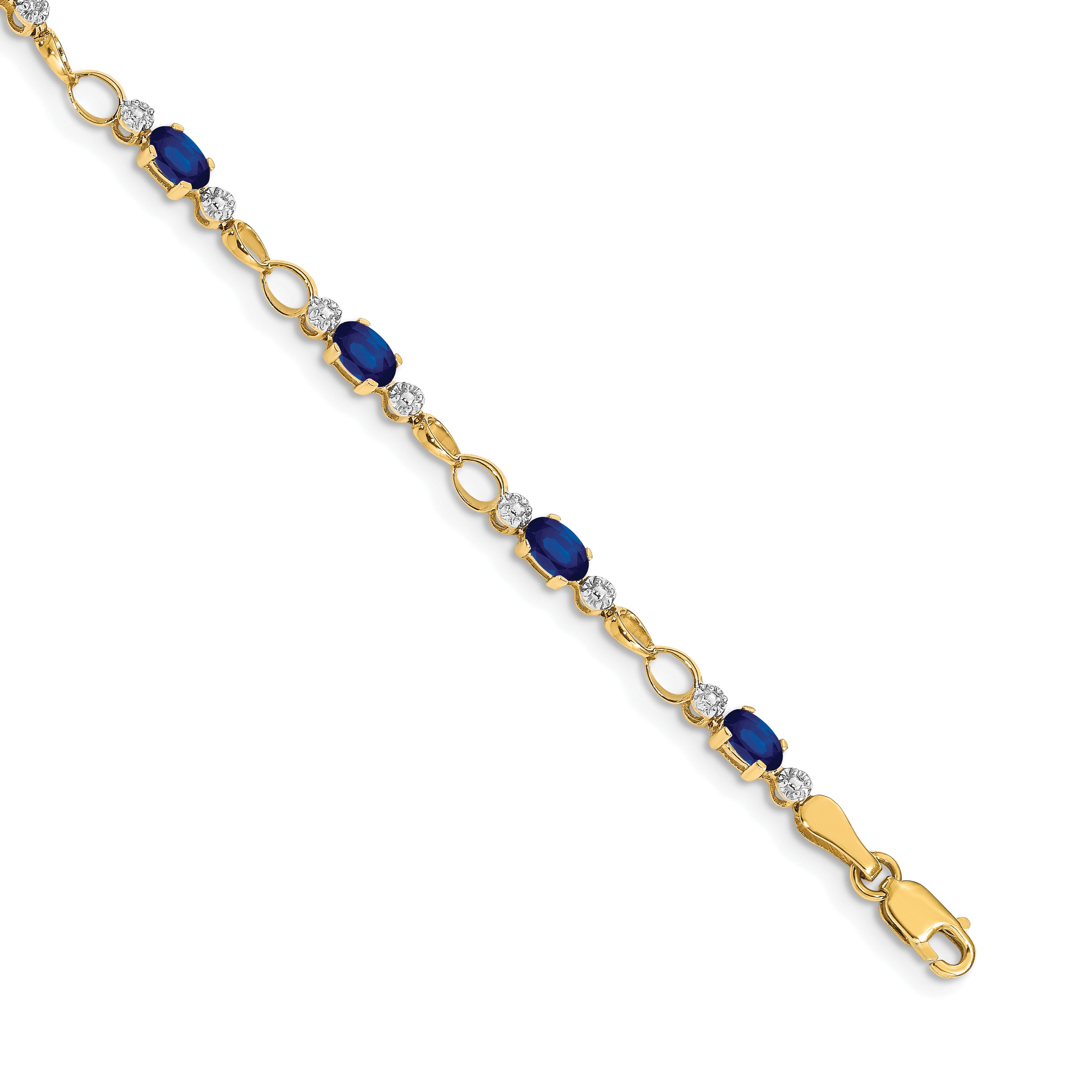 14k Completed Open-Link Diamond/Sapphire Bracelet Main image