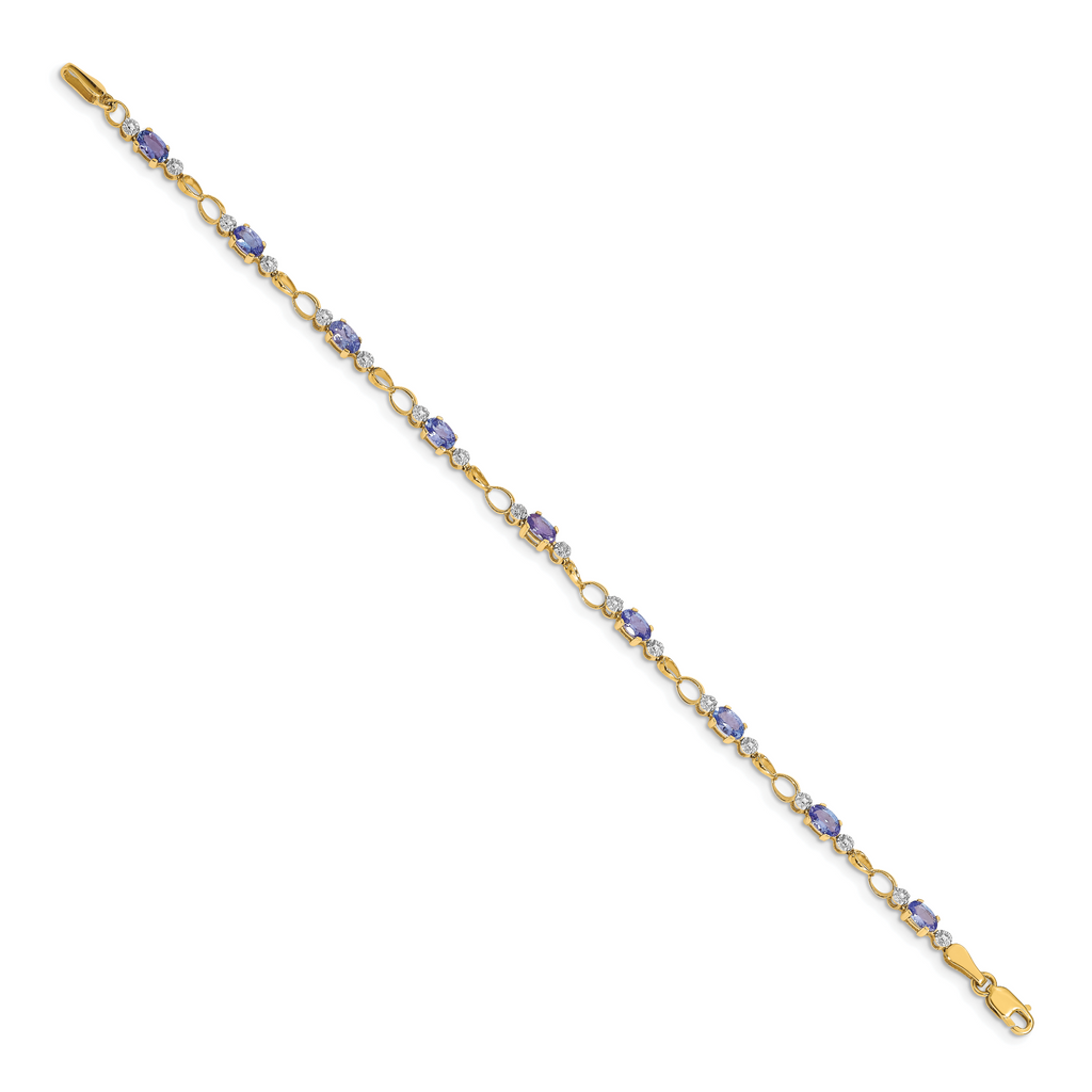 14k Open-Link Diamond/Tanzanite Bracelet