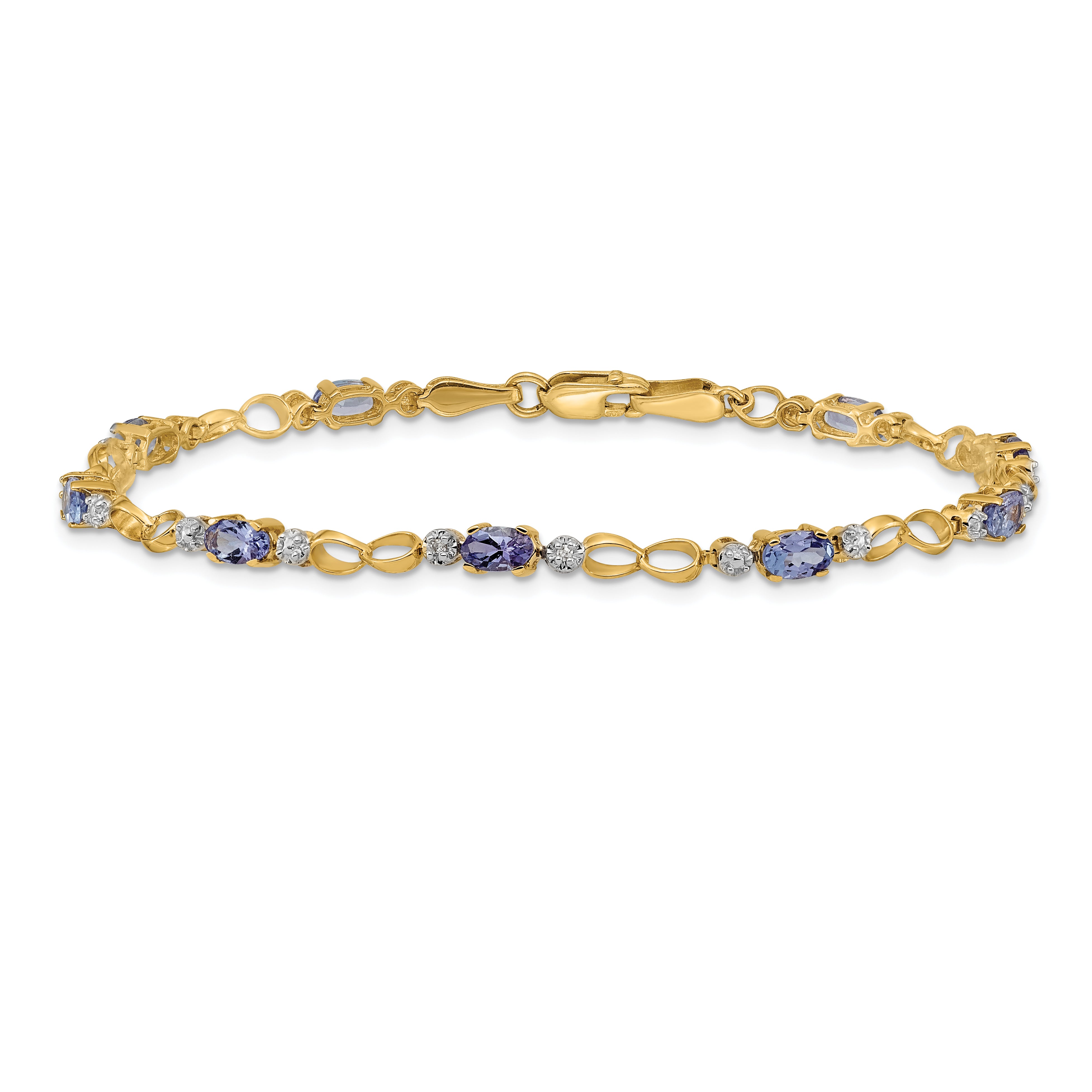 14k Open-Link Diamond/Tanzanite Bracelet