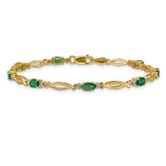 10k Diamond and Emerald Bracelet
