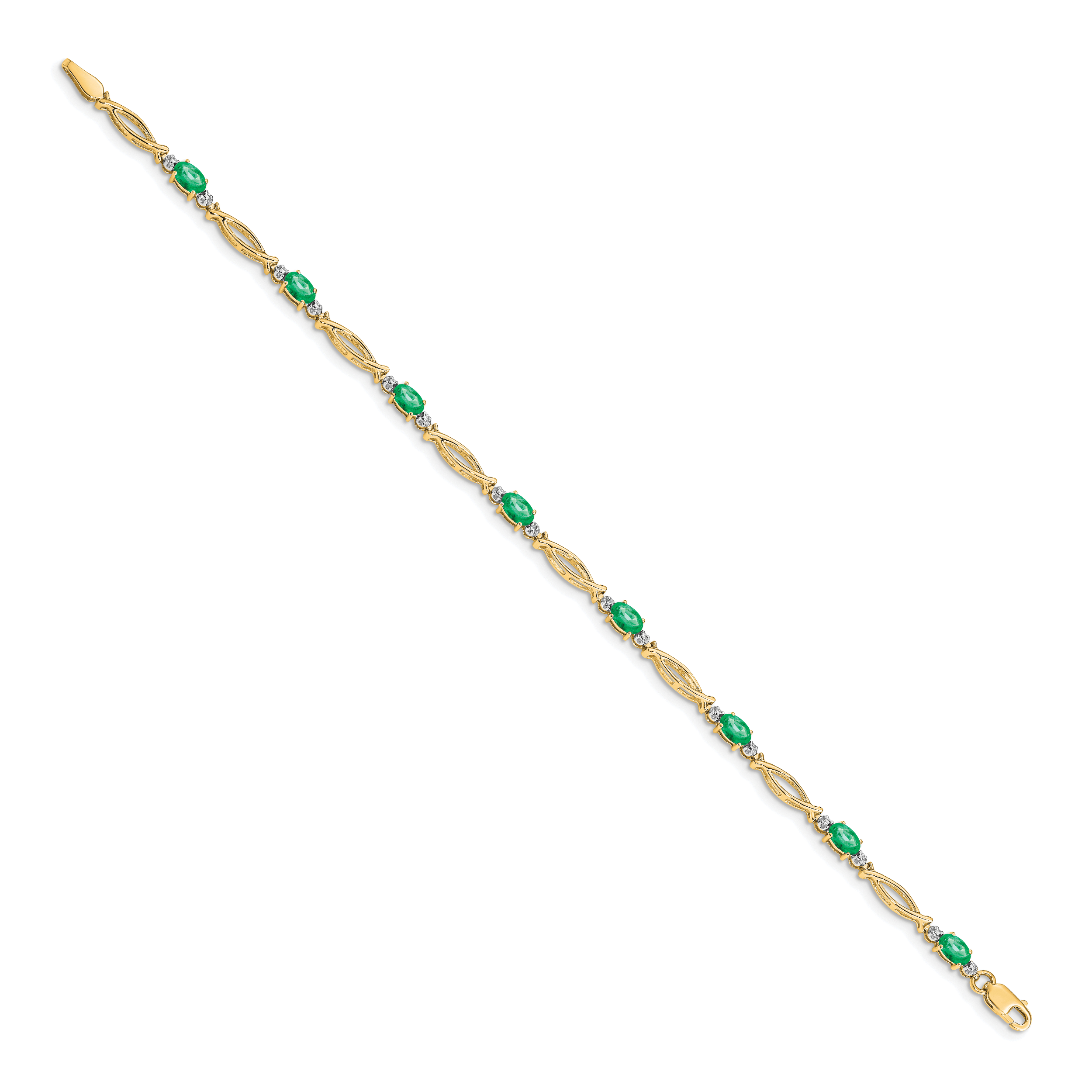 14k Diamond and Emerald Bracelet Secondary image