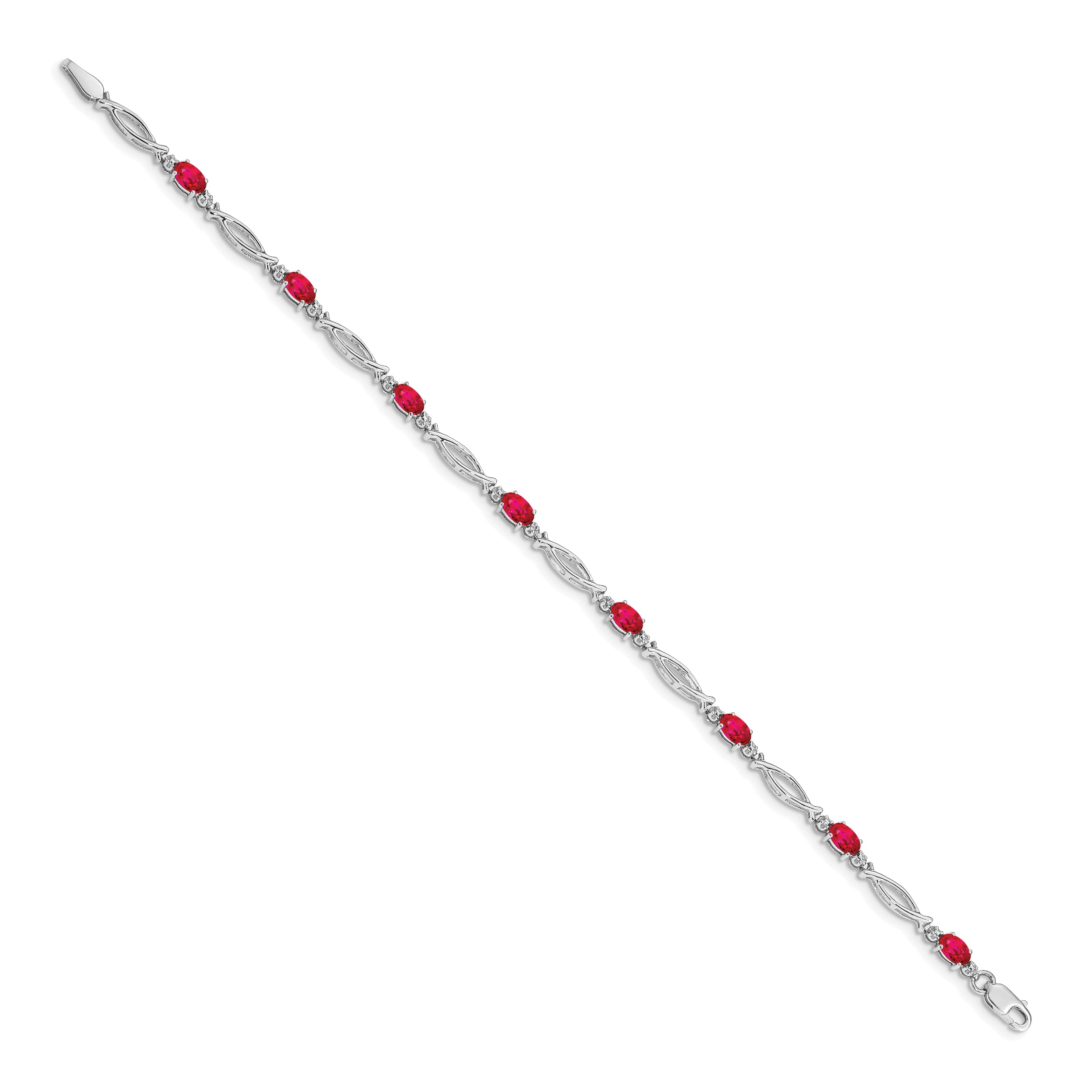 14k White Gold Diamond and Ruby Bracelet
