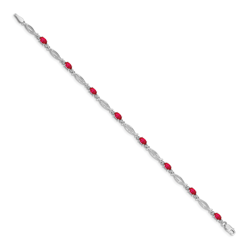 14k White Gold Diamond and Ruby Bracelet