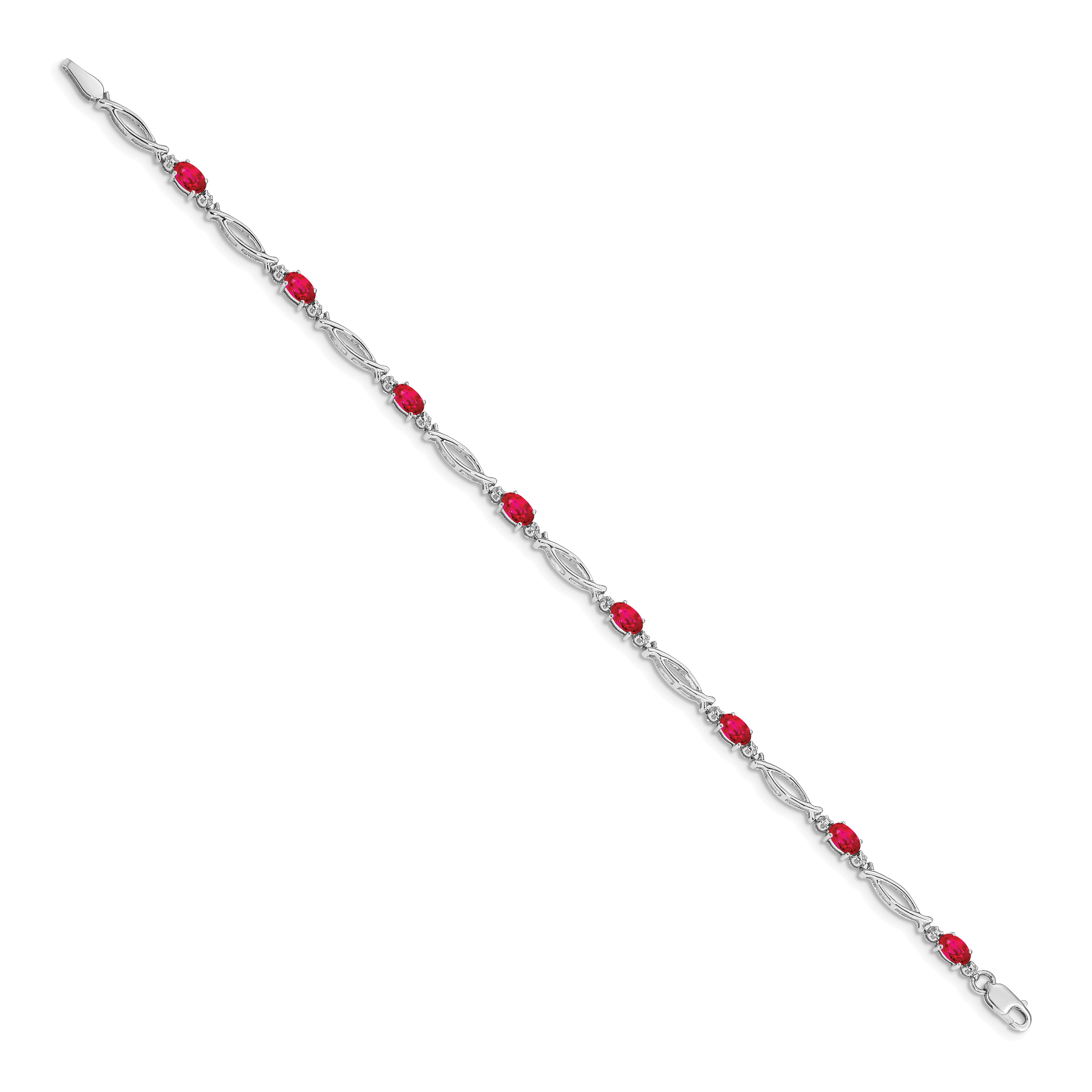 14k White Gold Diamond and Ruby Bracelet