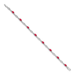 14k White Gold Diamond and Ruby Bracelet