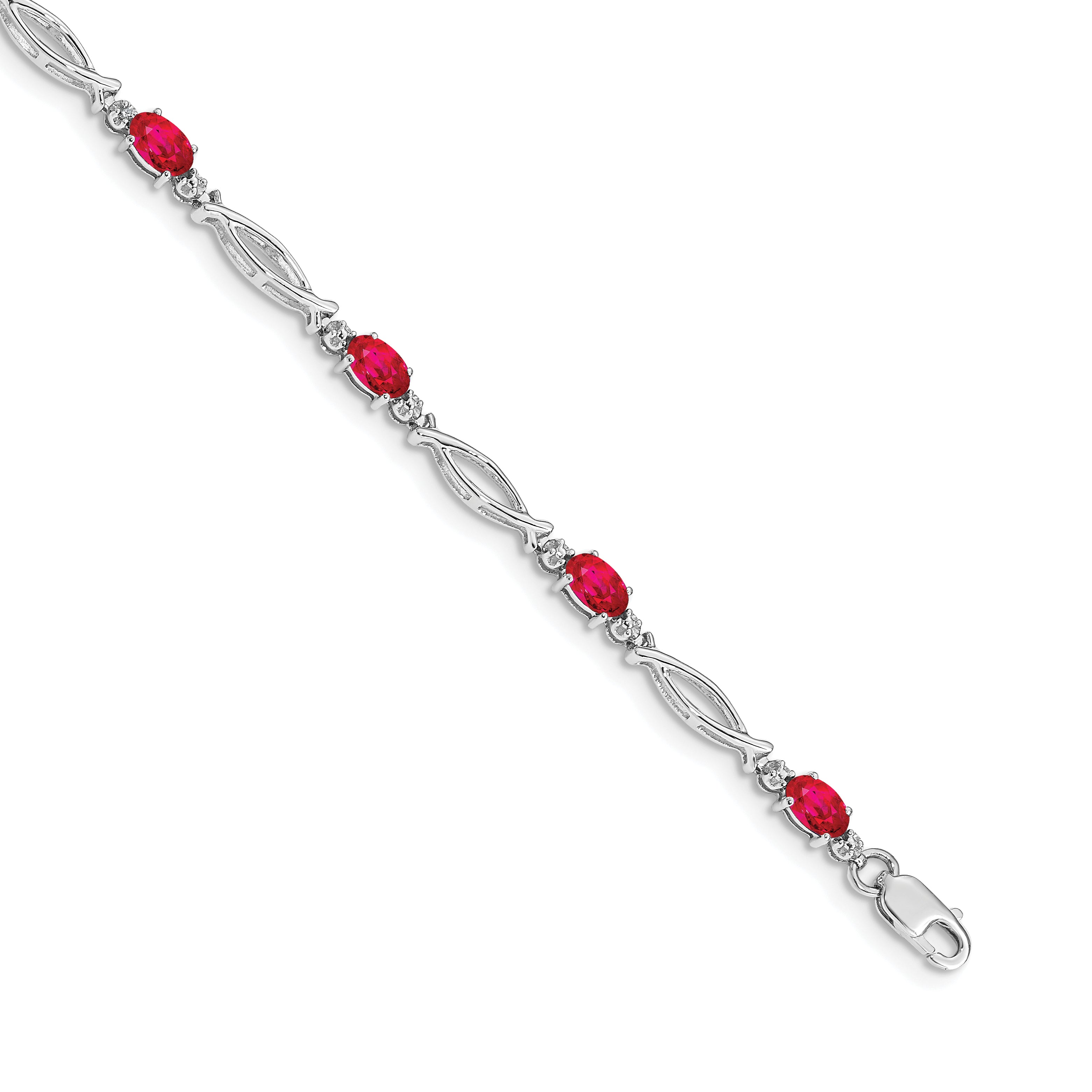 14k White Gold Diamond and Ruby Bracelet Main image