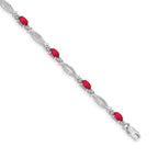 14k White Gold Diamond and Ruby Bracelet