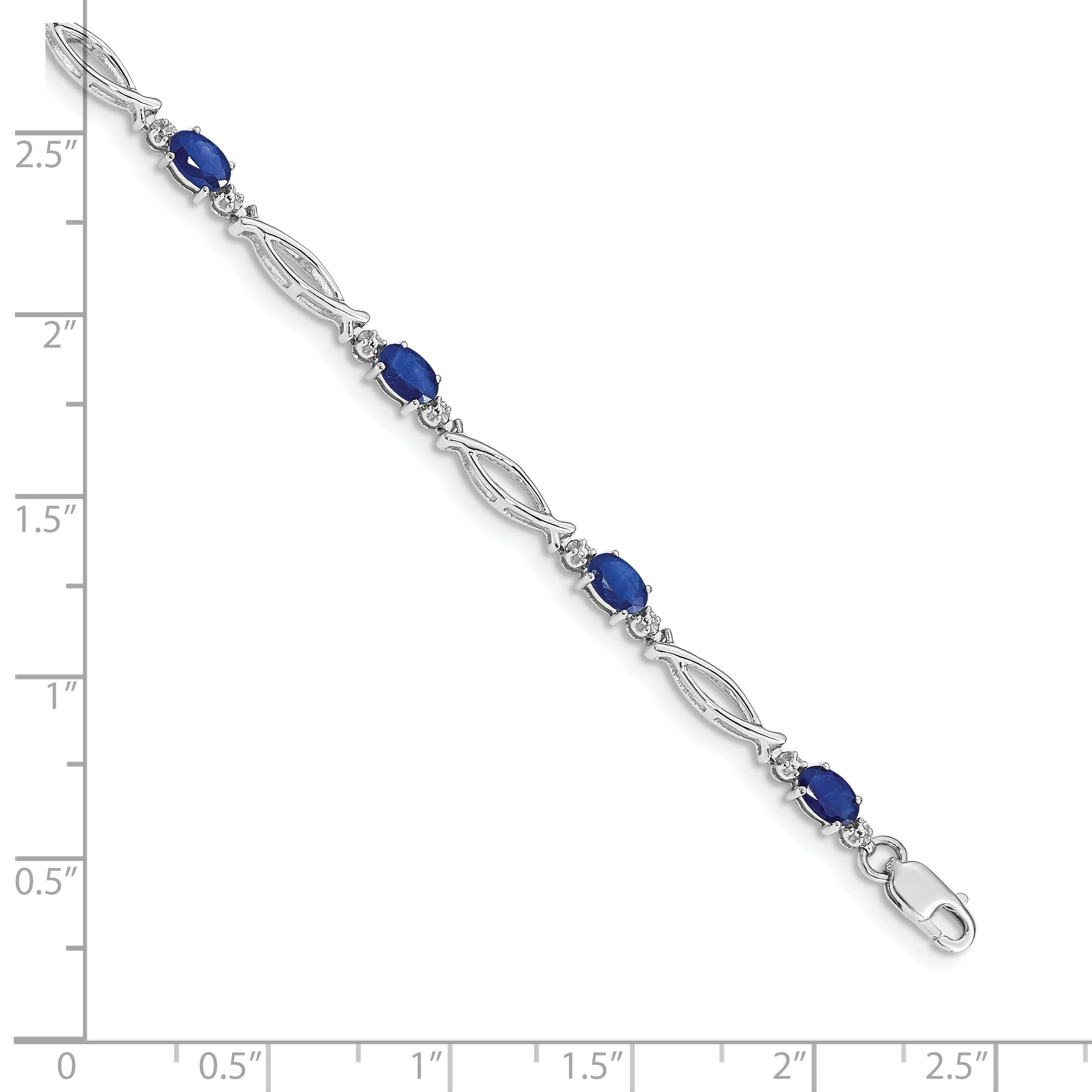 14k White Gold Diamond and Sapphire Bracelet