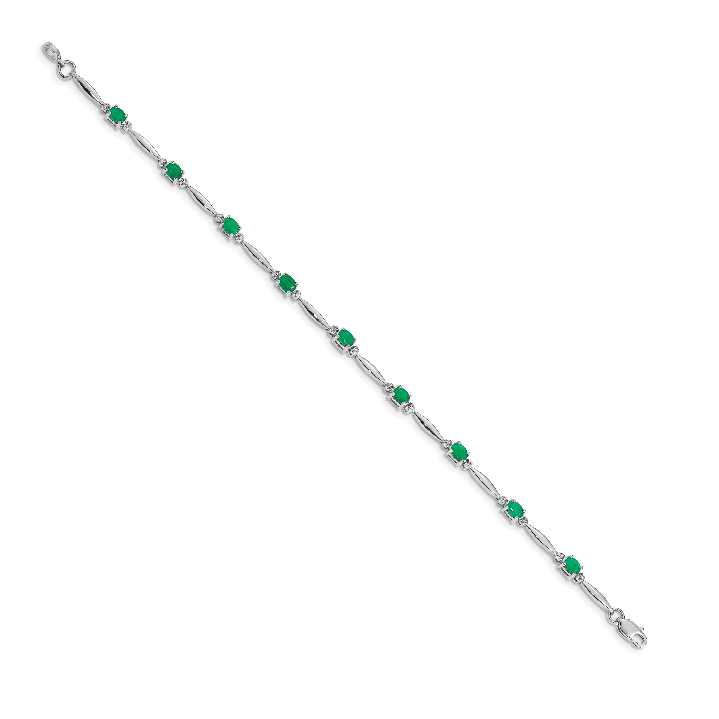 14k White Gold Diamond and Emerald Bracelet Secondary image