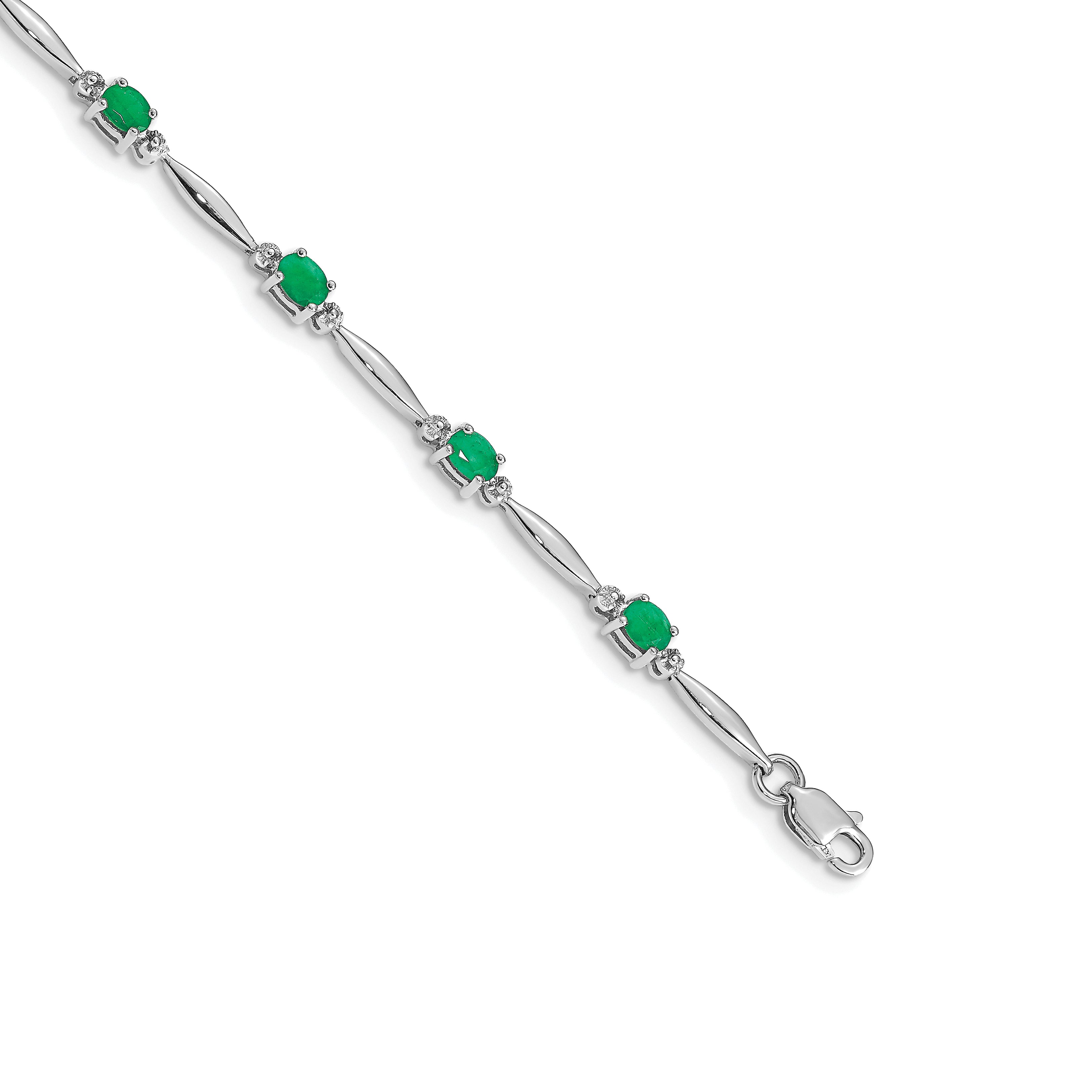 14k White Gold Diamond and Emerald Bracelet Main image