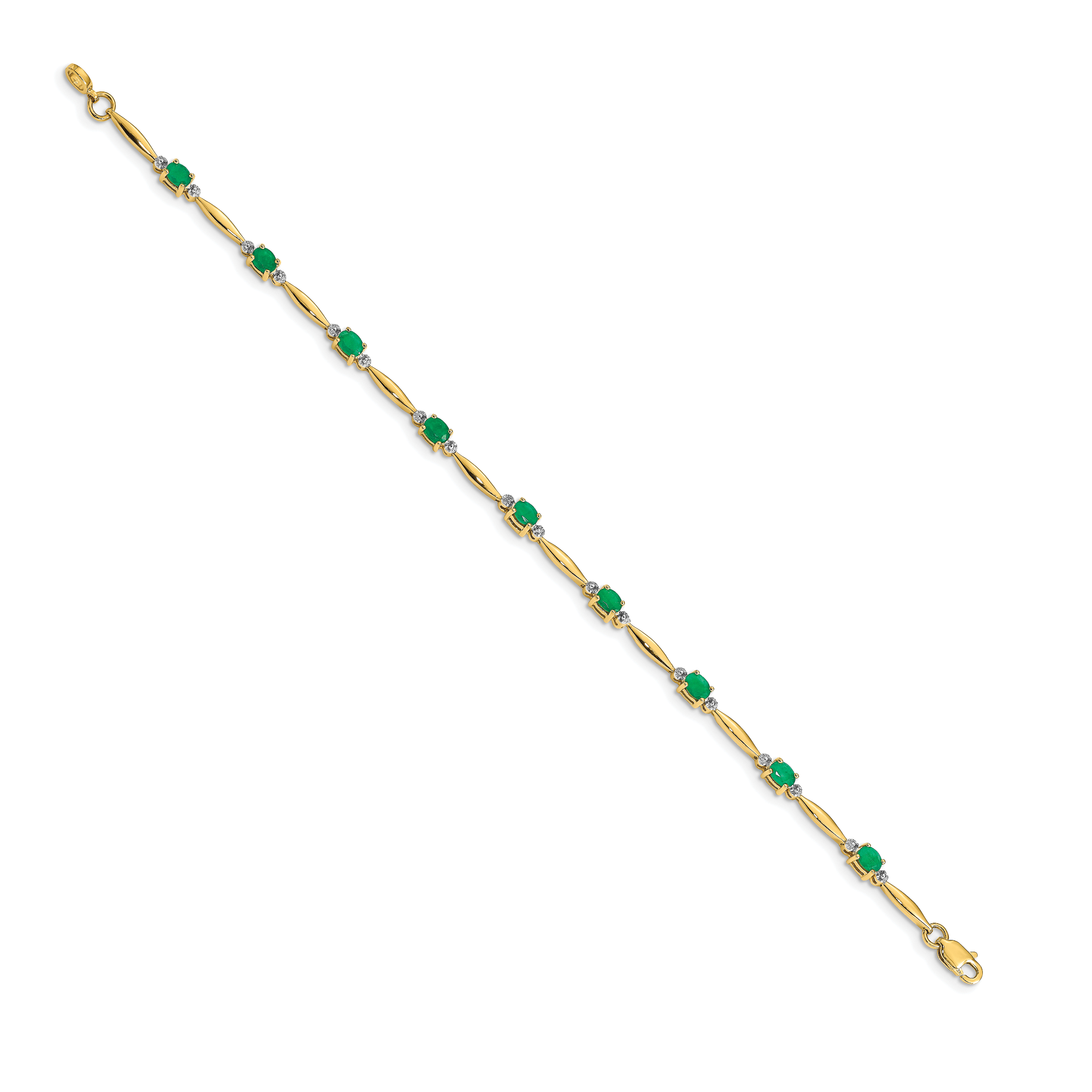 14k Diamond and Oval Emerald Bracelet Secondary image