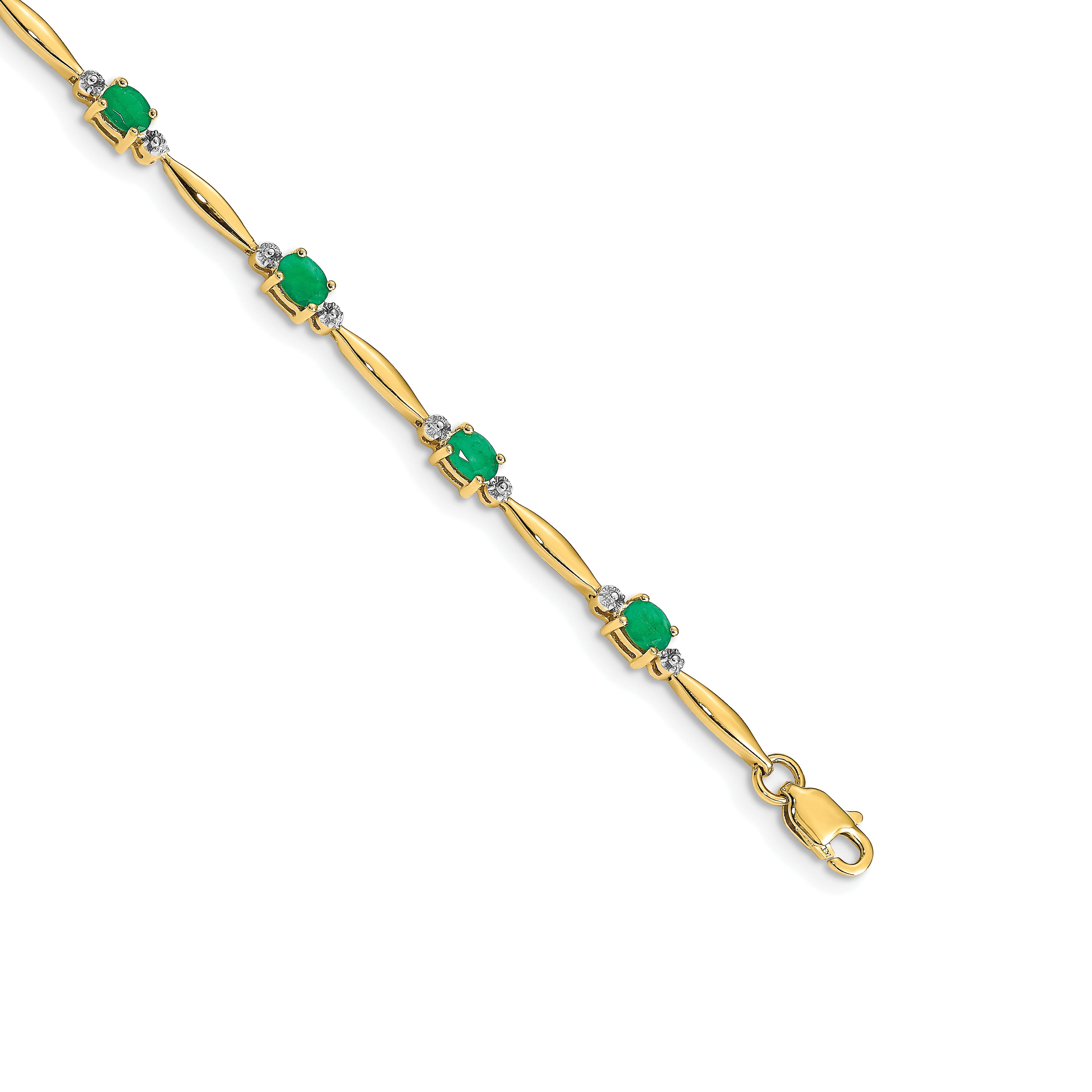 14k Diamond and Oval Emerald Bracelet Main image