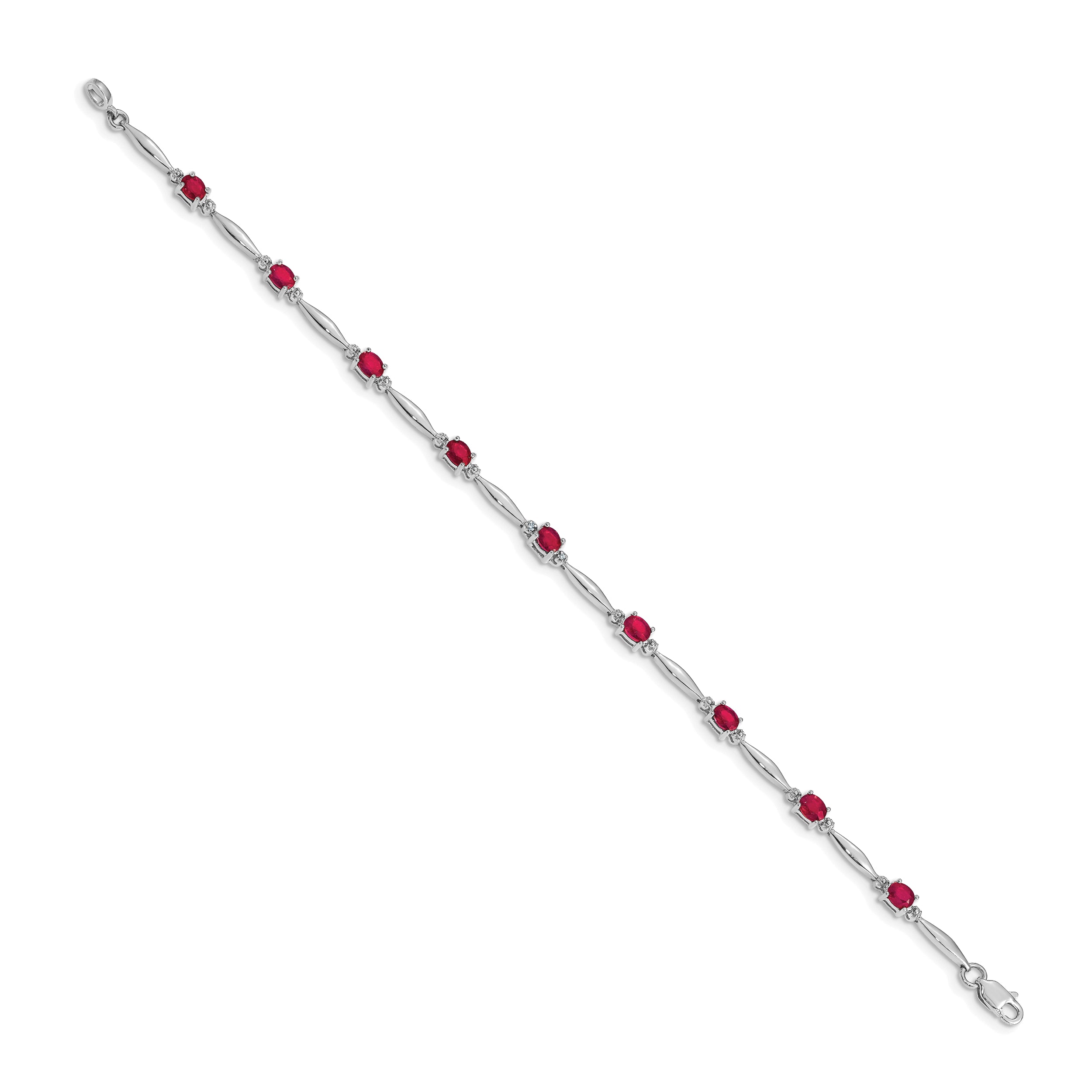 14k White Gold Diamond and Ruby Bracelet