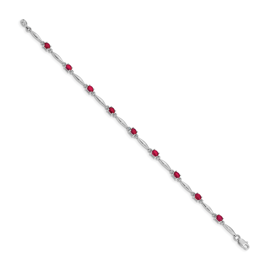 14k White Gold Diamond and Ruby Bracelet