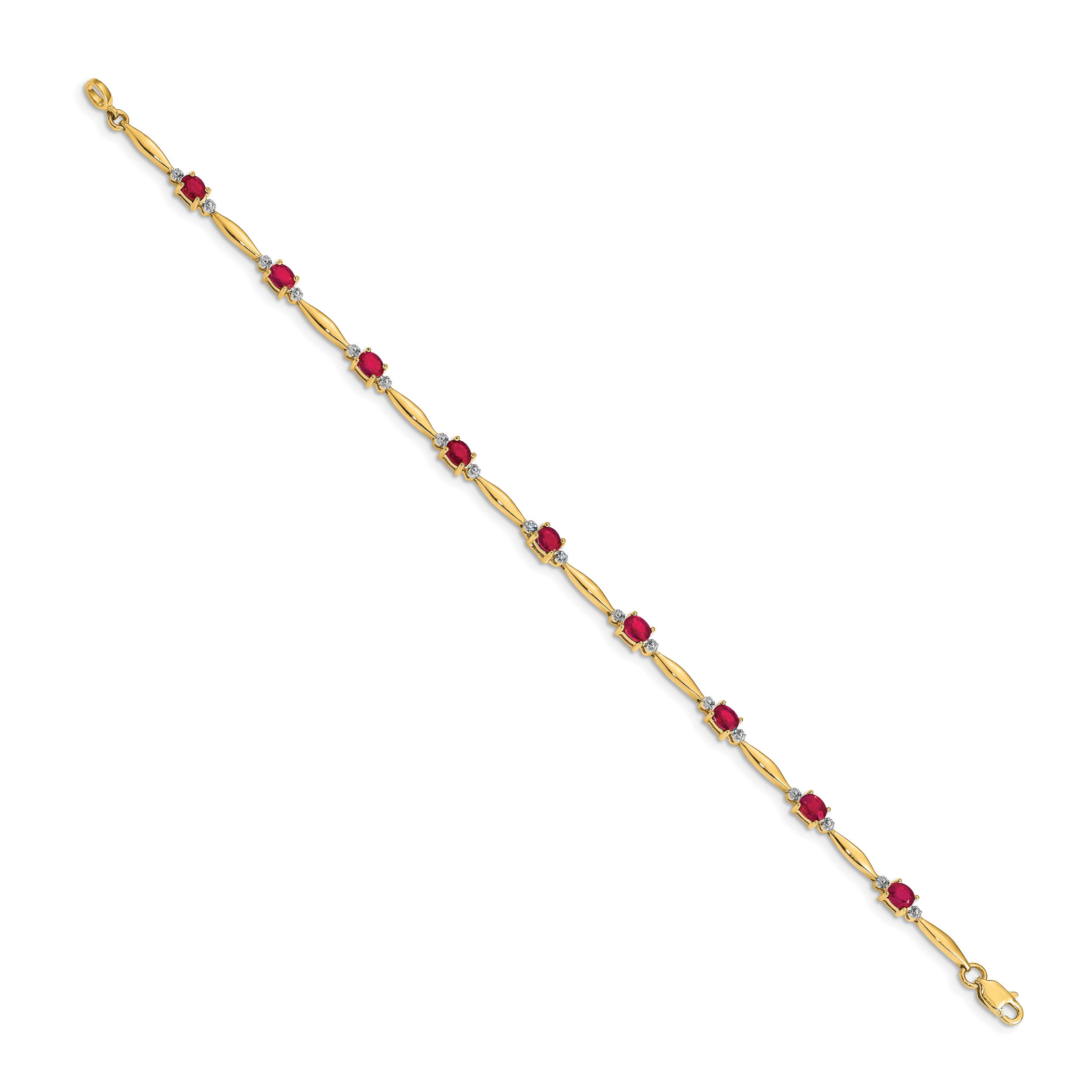 14k Diamond and Oval Ruby Bracelet Secondary image