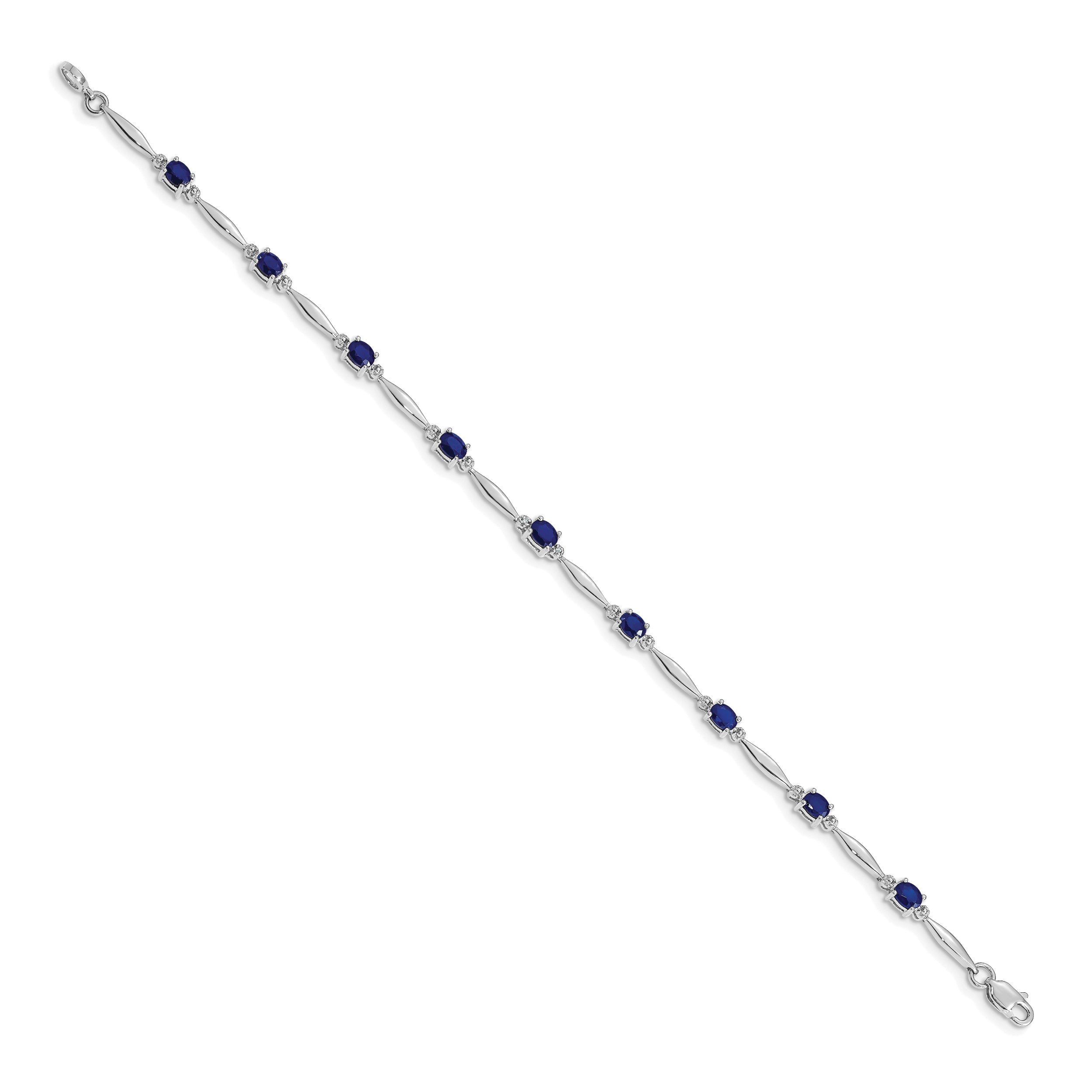 14k White Gold Diamond and Sapphire Bracelet