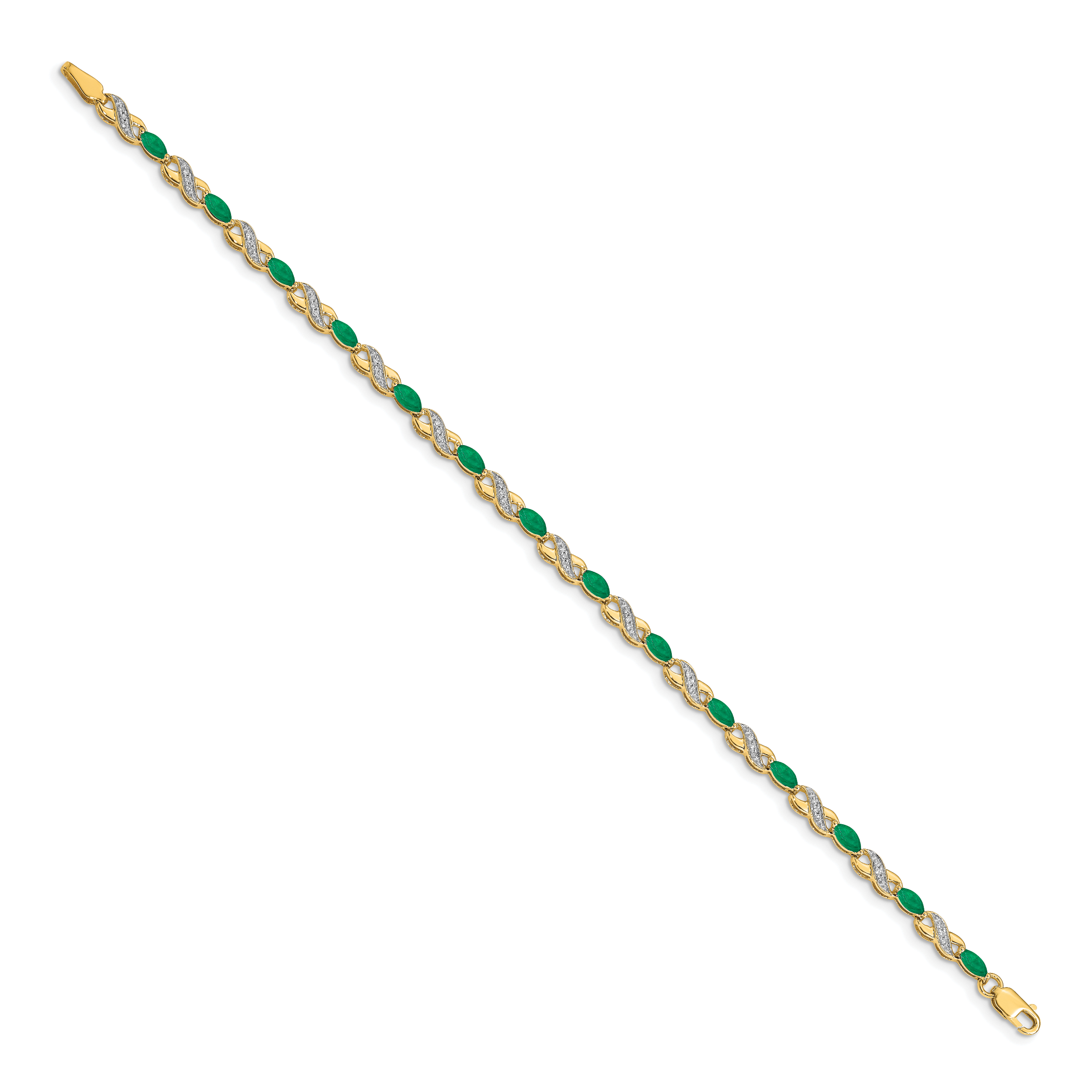 14k Diamond and Emerald Infinity Bracelet Secondary image