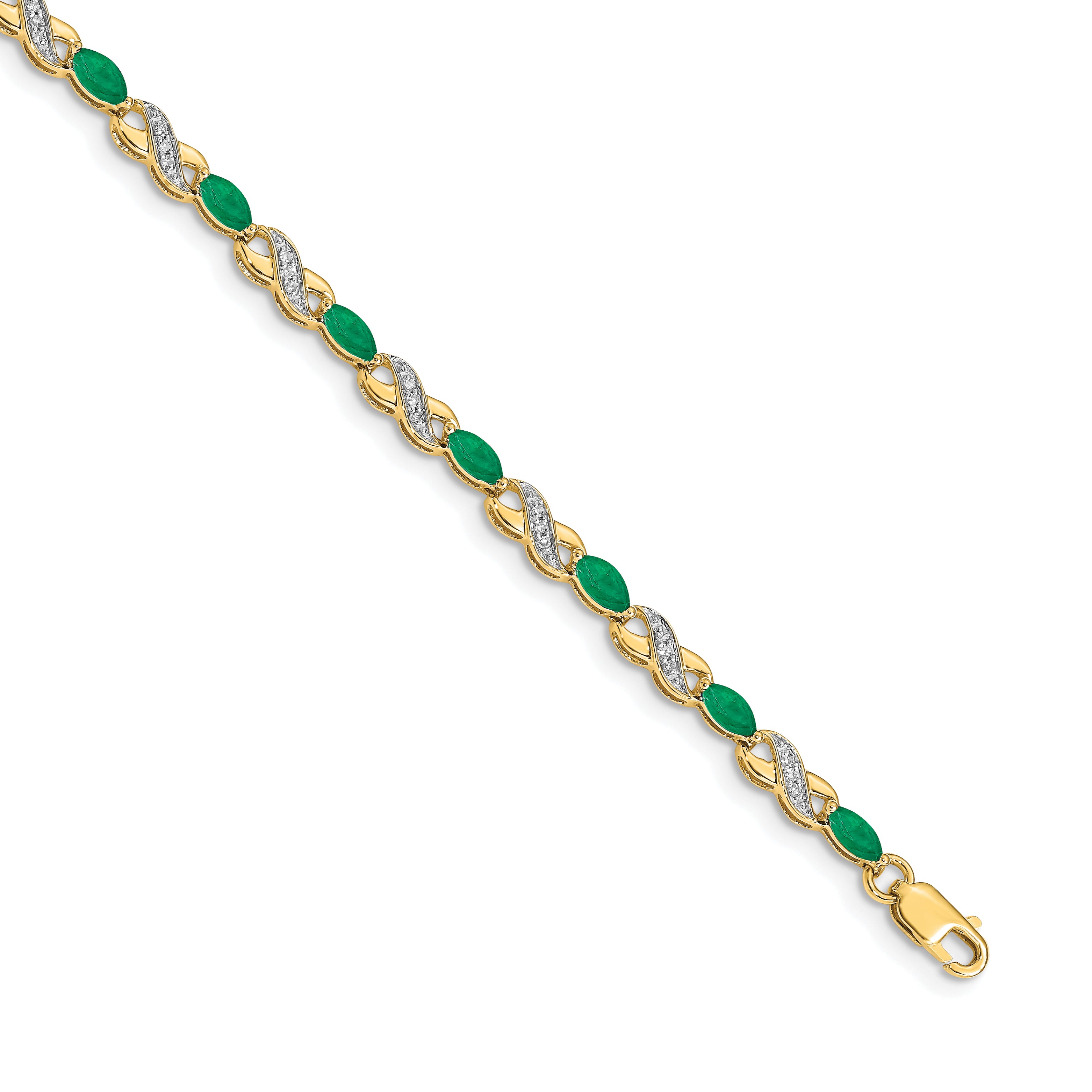 14k Diamond and Emerald Infinity Bracelet Main image