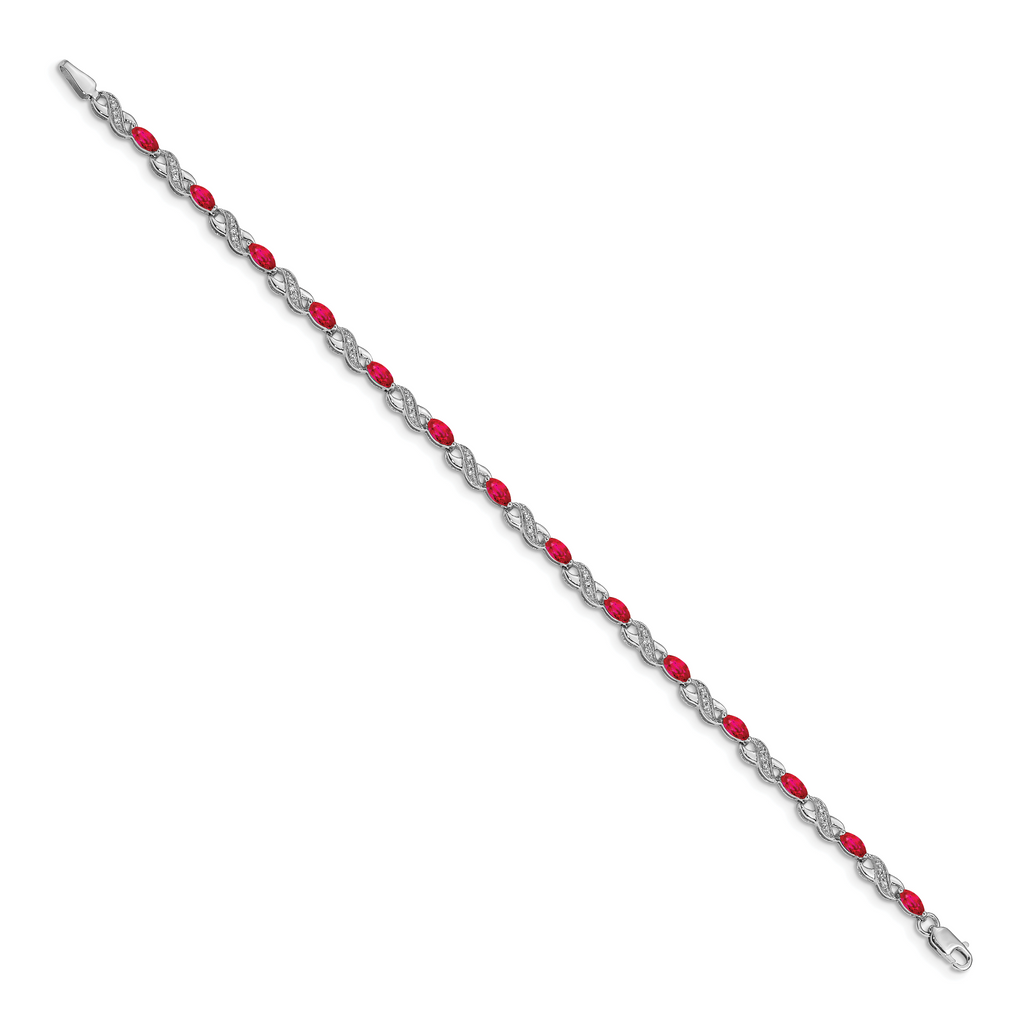 14k White Gold Diamond and Ruby Infinity Bracelet