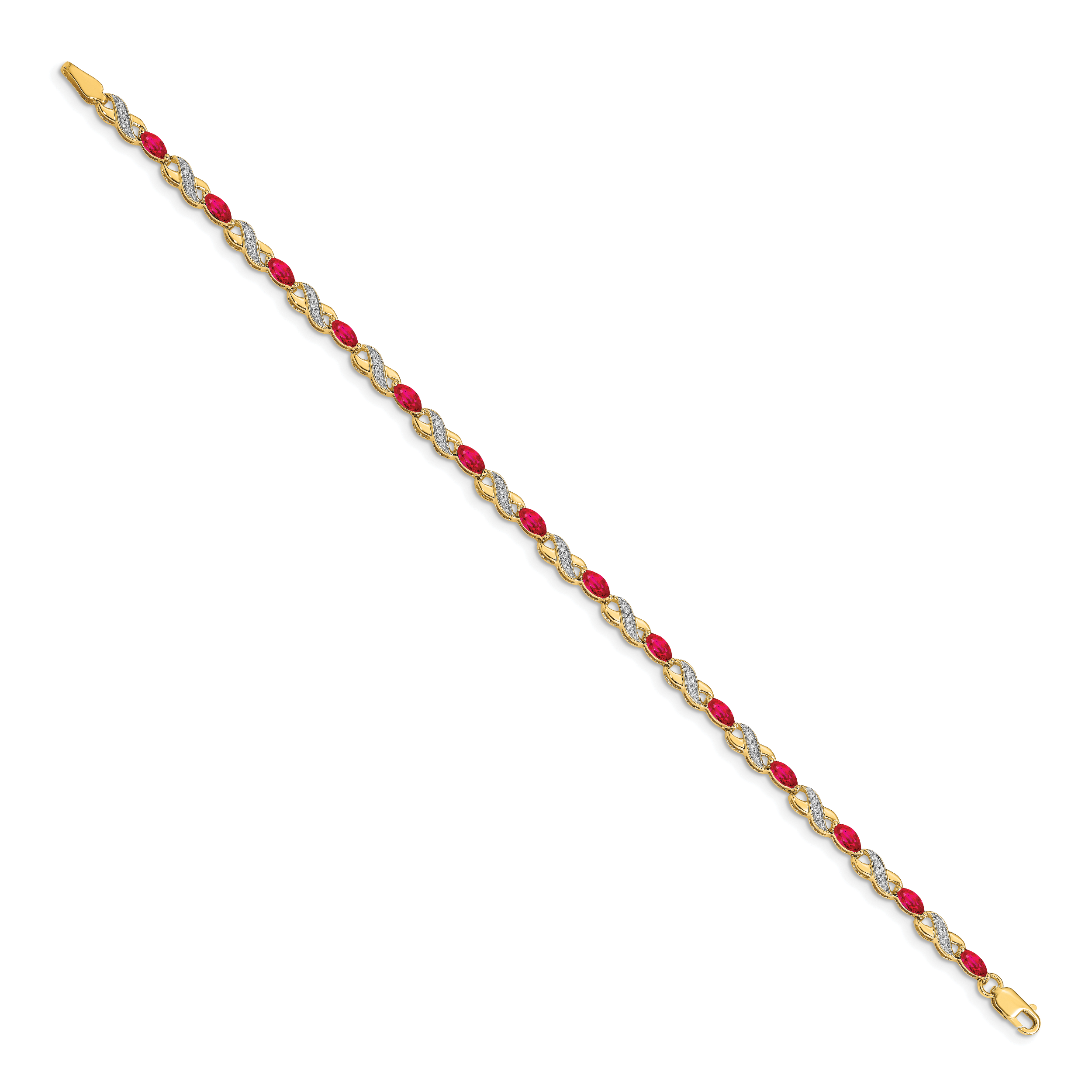 14k Diamond and Ruby Infinity Bracelet Secondary image
