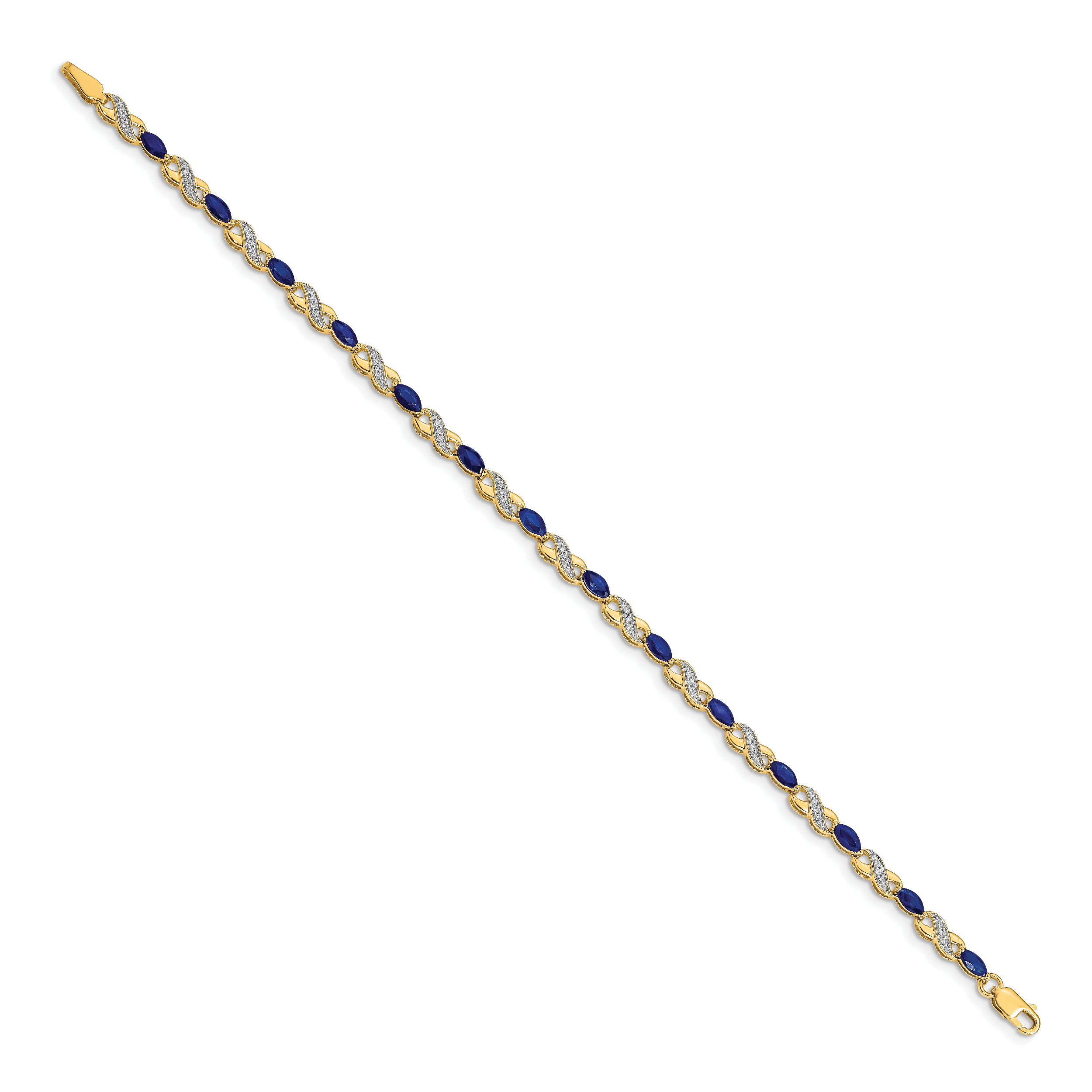 14k Diamond and Sapphire Infinity Bracelet Secondary image