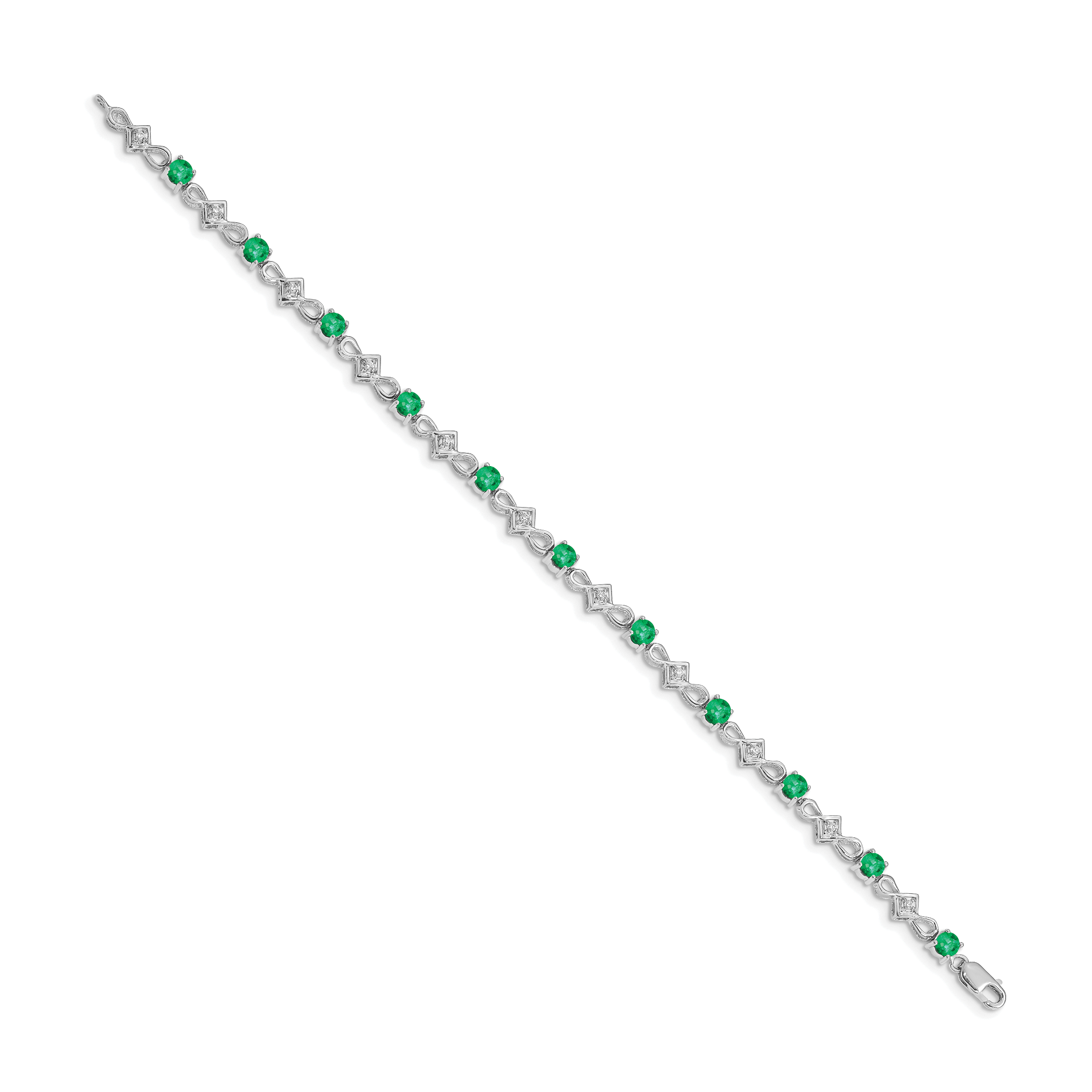 14k White Gold Diamond and Emerald Bracelet Secondary image